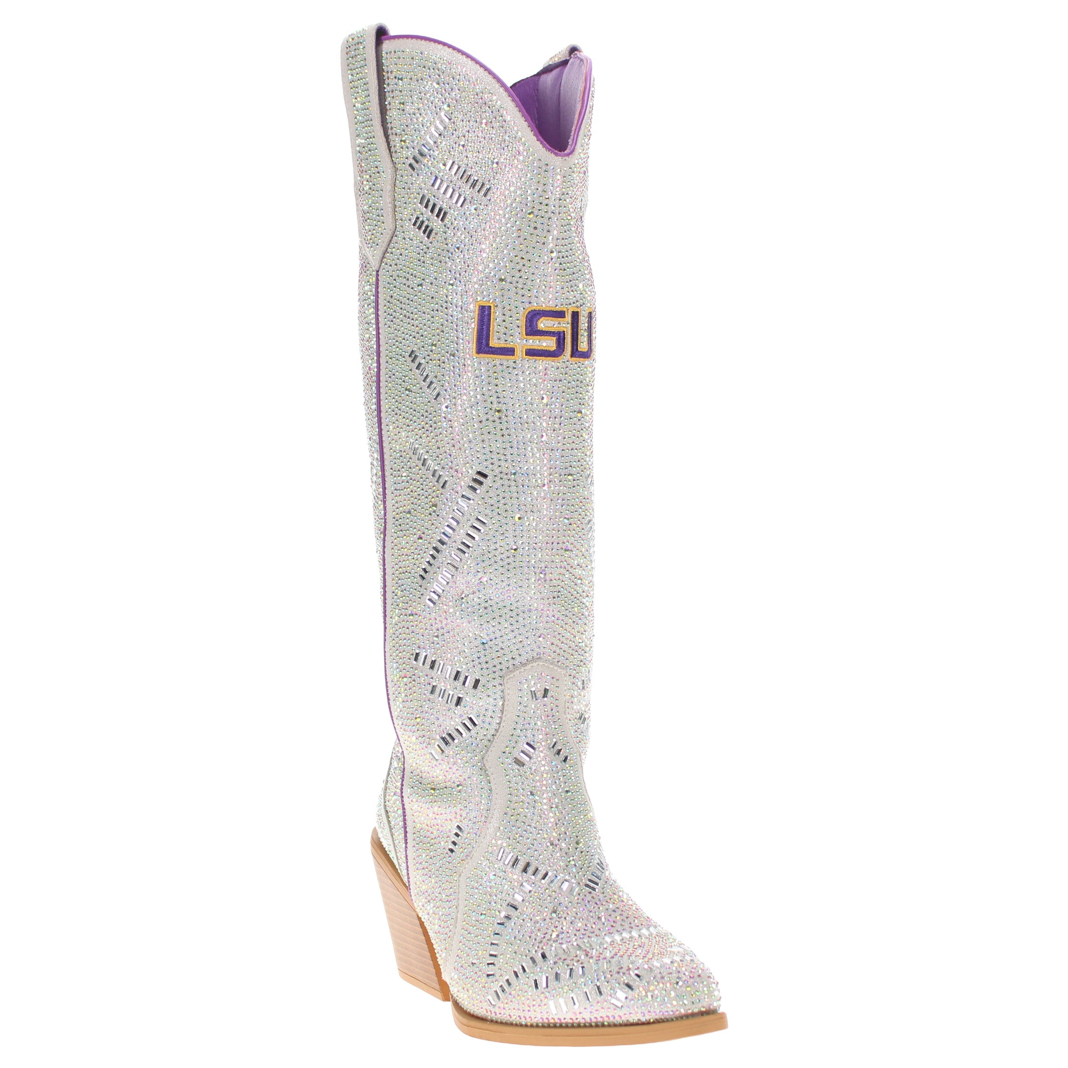 Women's Louisiana State University Natural Tall Bling Cowgirl Boots Amber by V by Vaccari