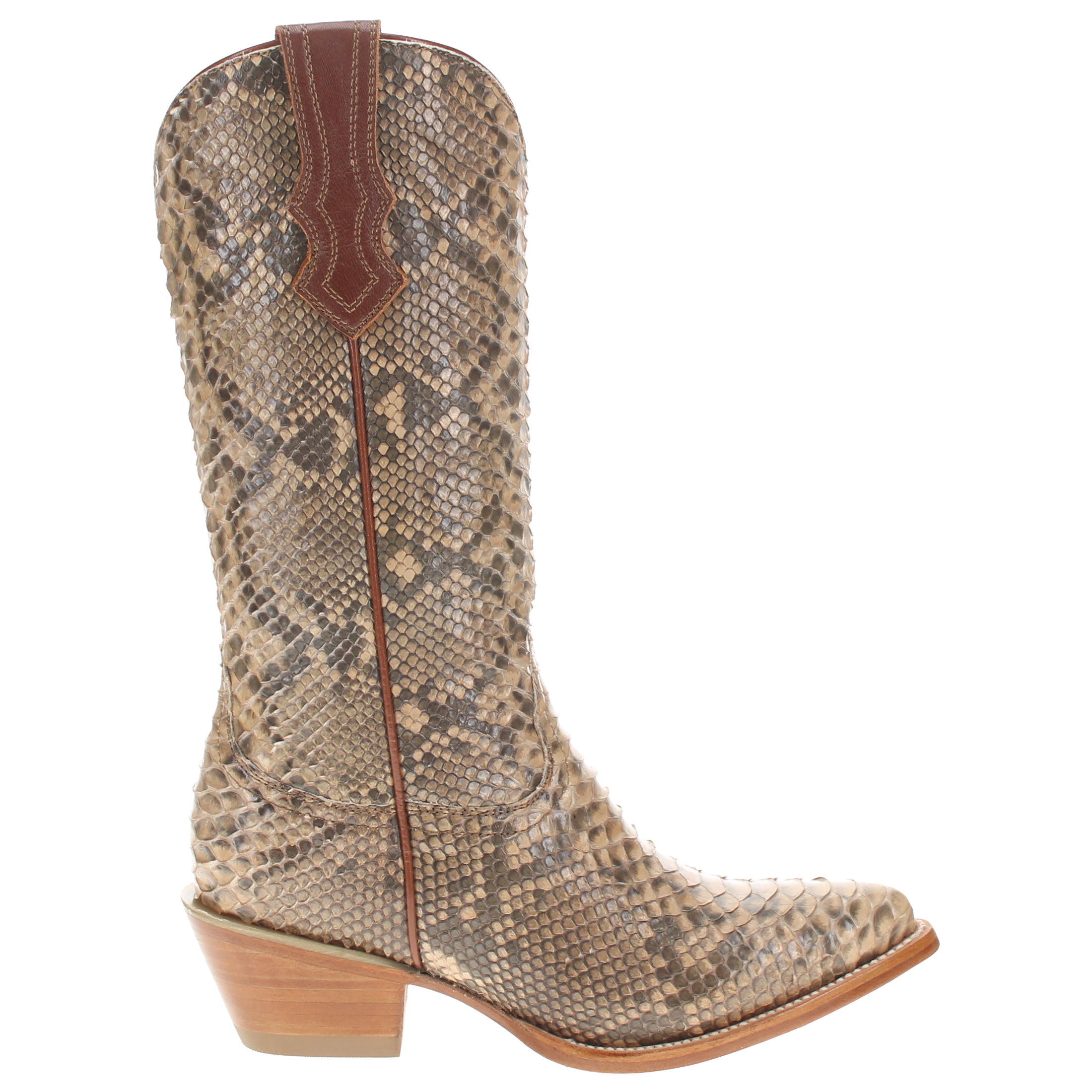 Women's Full Beige Python Pointed Toe Cowgirl Boots Kennedy by Vaccari