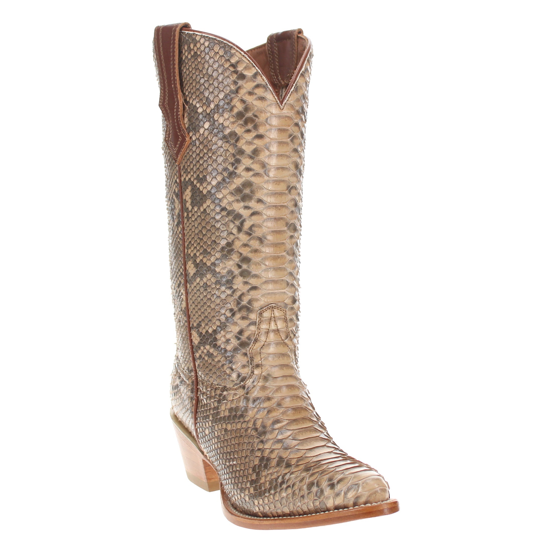 Women's Full Beige Python Pointed Toe Cowgirl Boots Kennedy by Vaccari
