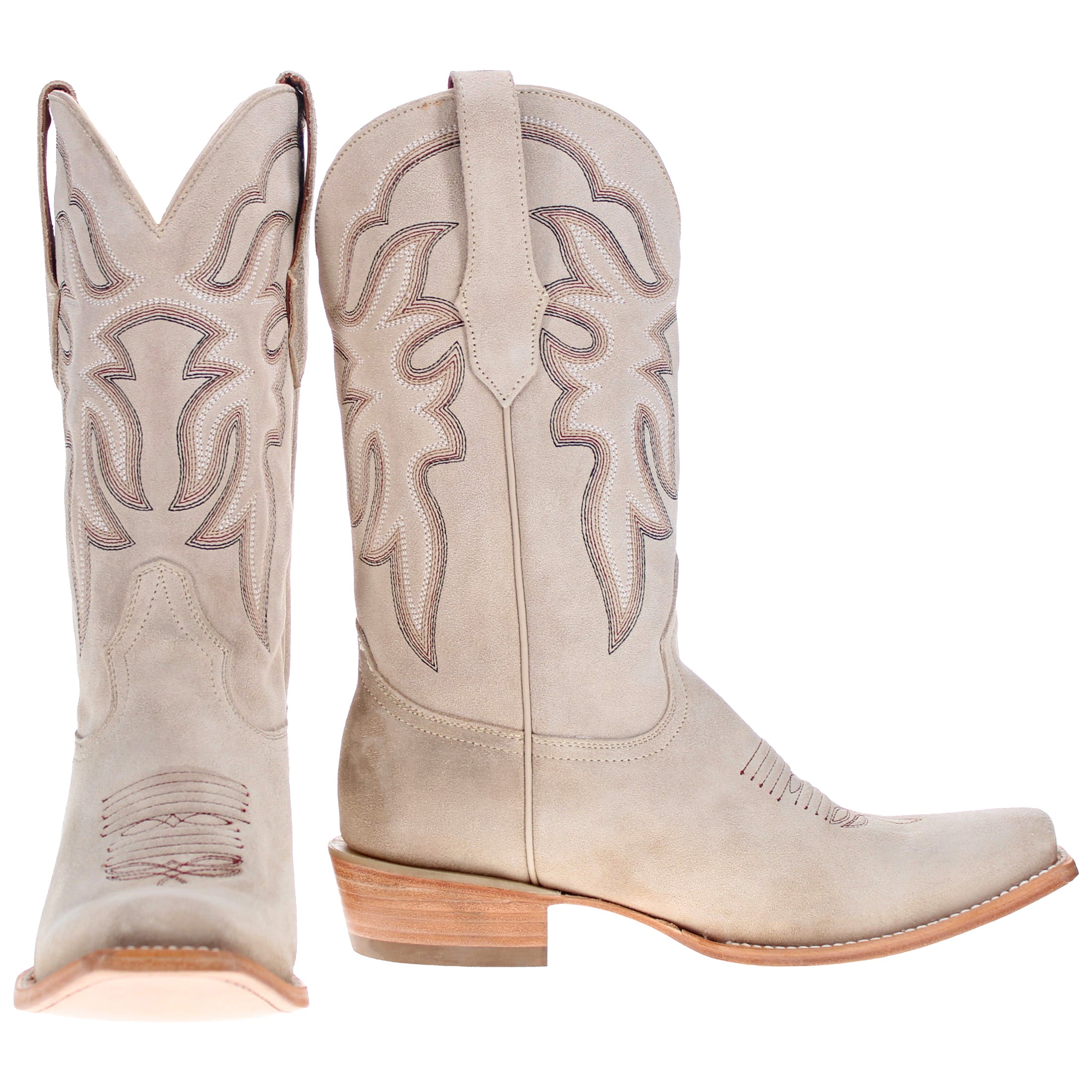 Men's Full Ivory Suede JW Toe Cowboy Boots by Vaccari