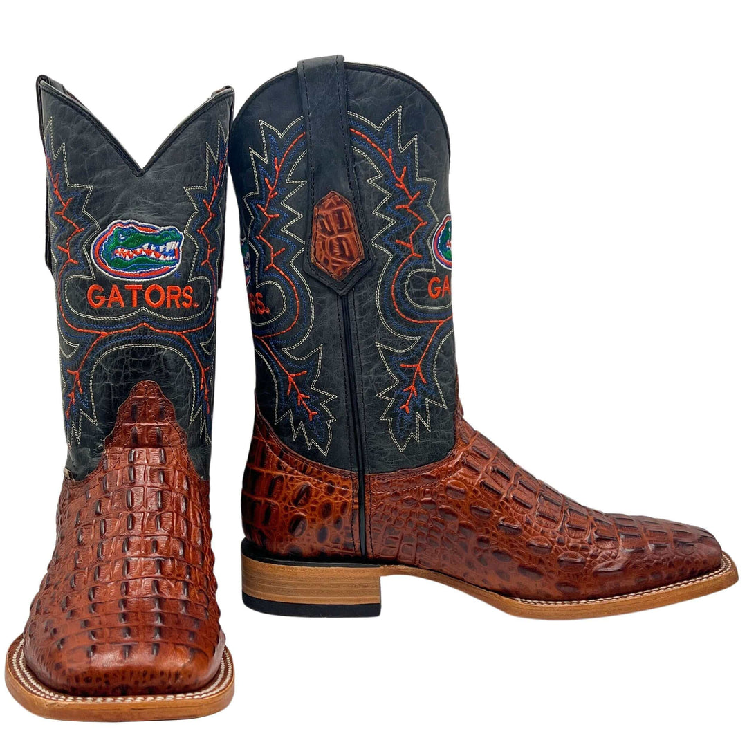 Men's University of Florida Gators Cognac Square Toe Cowboy Boots Jackson by Vaccari