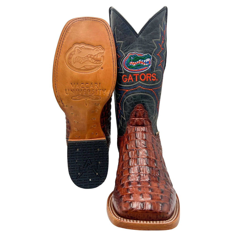 Men's University of Florida Gators Cognac Square Toe Cowboy Boots Jackson by Vaccari