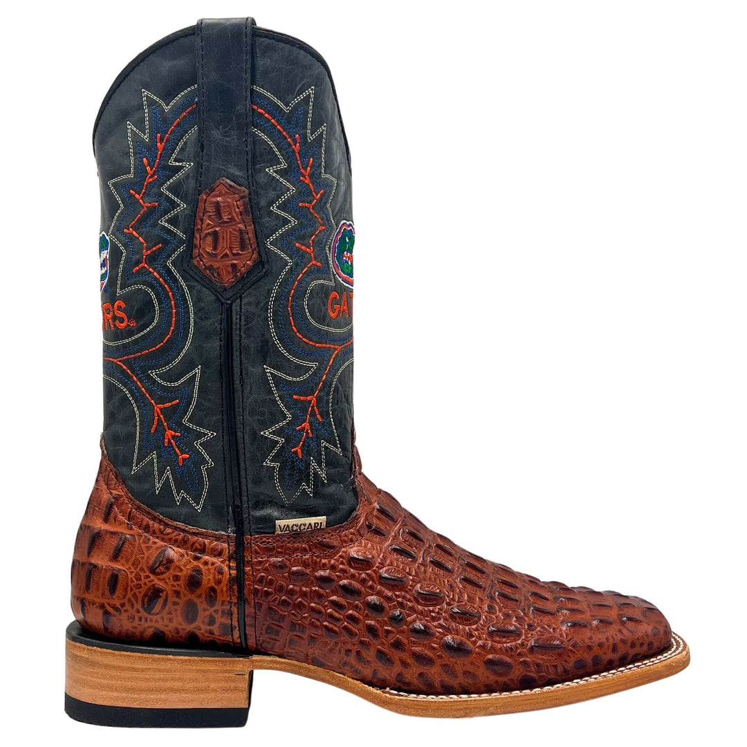 Men's University of Florida Gators Cognac Square Toe Cowboy Boots Jackson by Vaccari