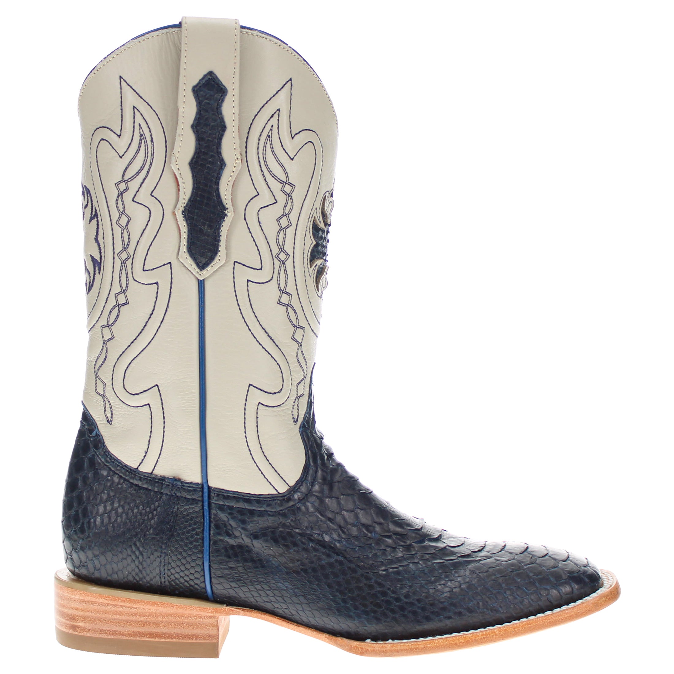 Men's Navy Blue Python BS Toe Cowboy Boots by Vaccari