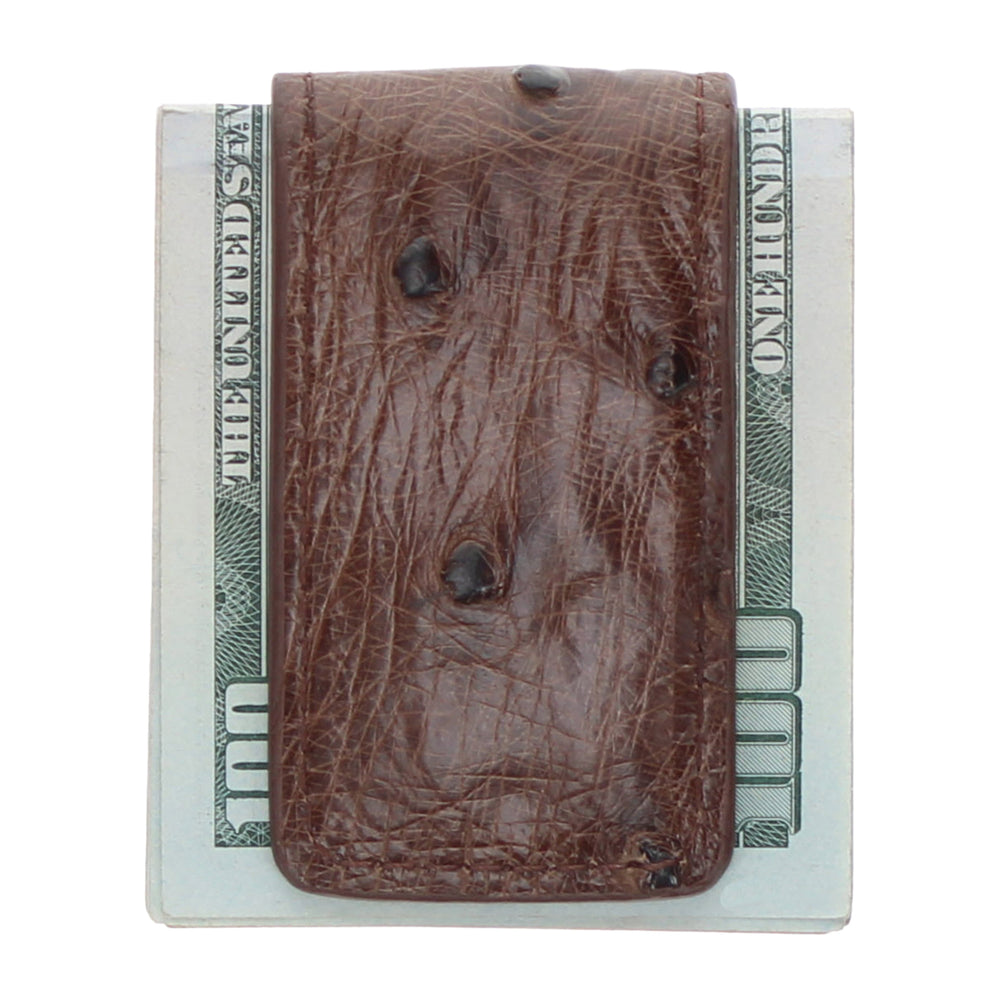 Mocha Full Quill Ostrich Money Clip by Vaccari