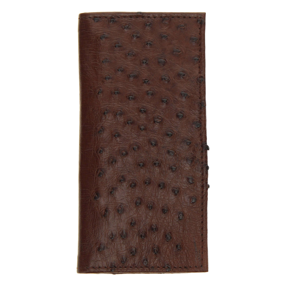 Mocha Ostrich Checkbook Wallet by Vaccari Core