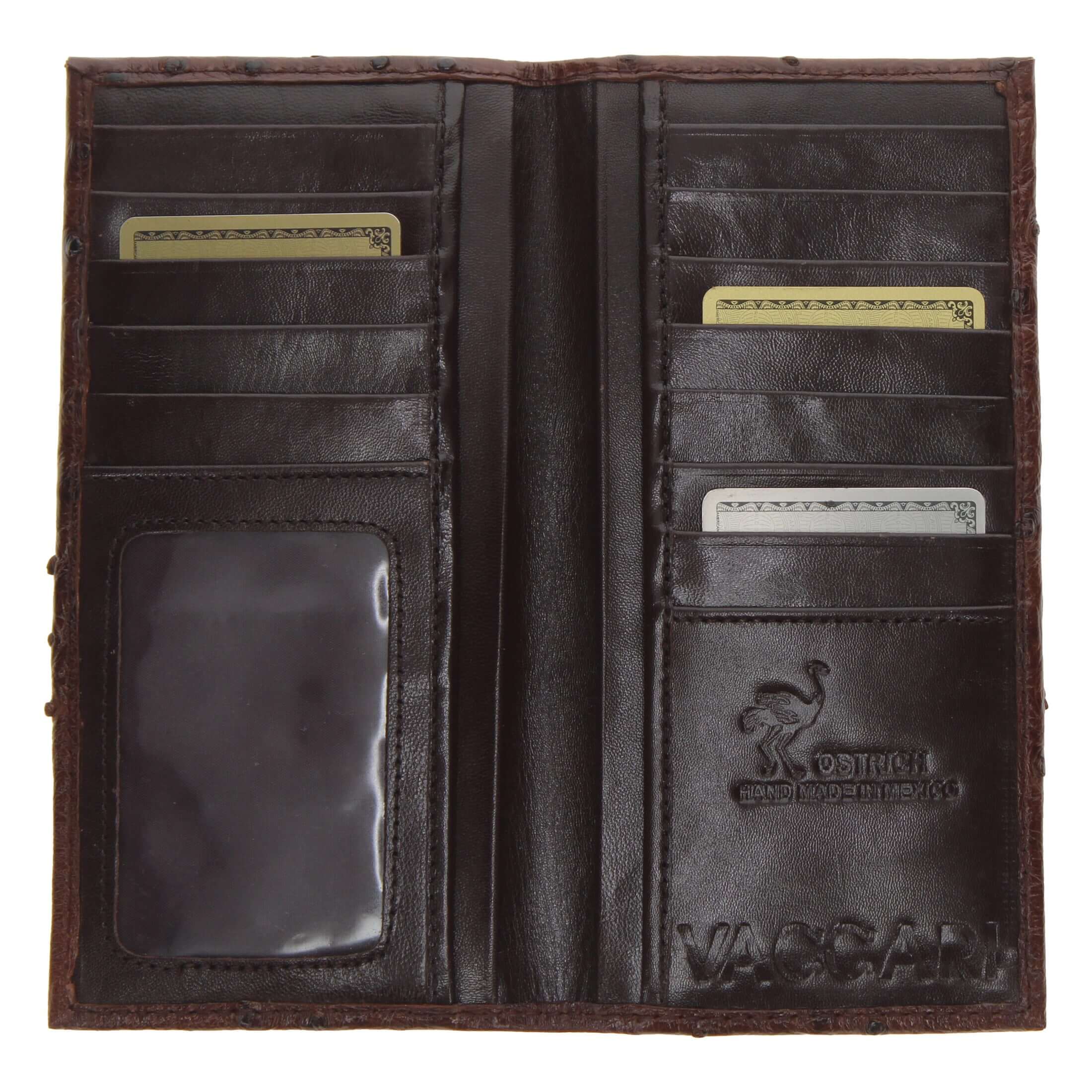 Mocha Ostrich Checkbook Wallet by Vaccari Core