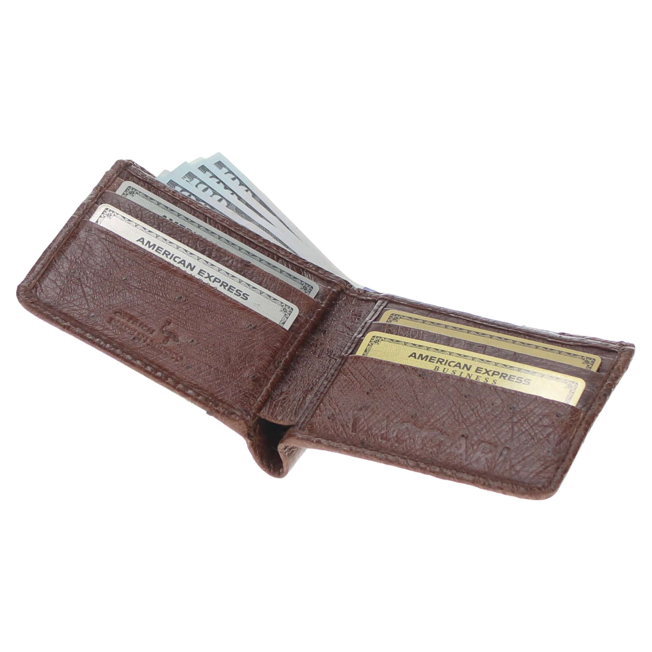 Men's Mocha Full Quill Ostrich Billfold | Vaccari Boots