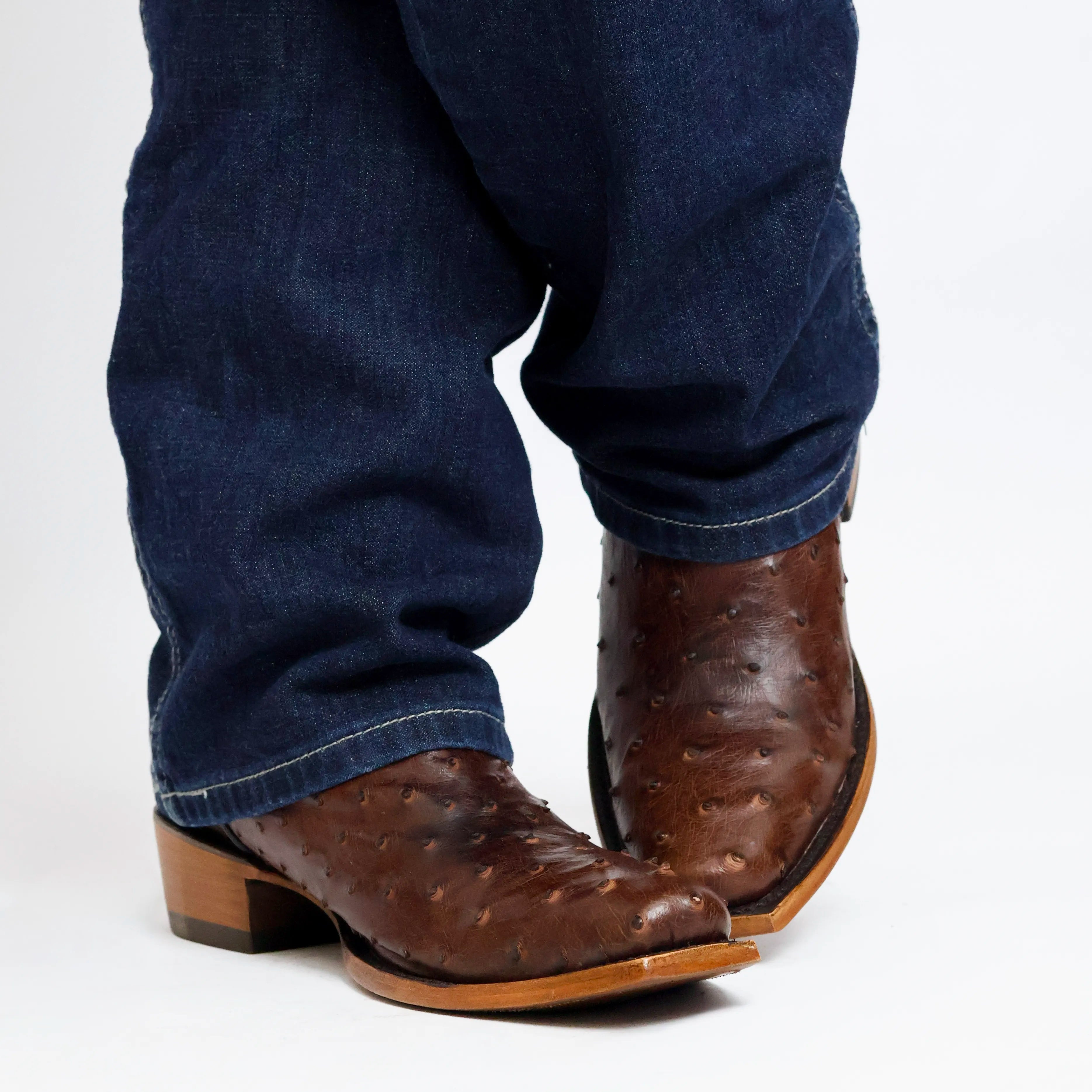 Men's Mocha Full Quill Ostrich JW Toe Cowboy Boots by Vaccari