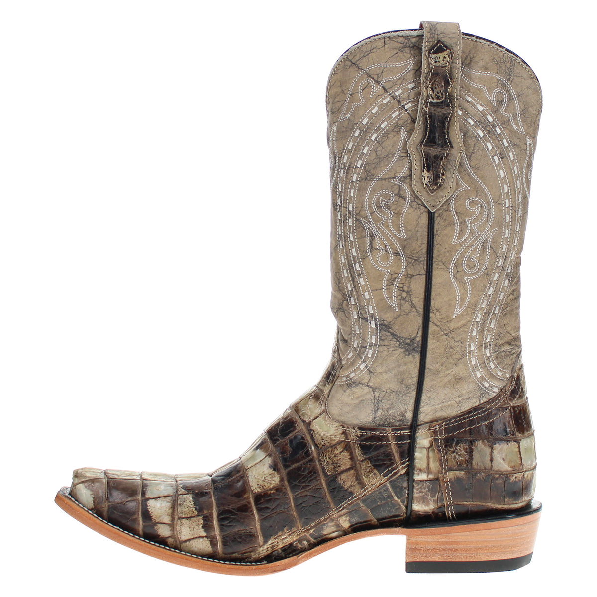 Men's Natural American Alligator Tail Snip Toe Cowboy Boots by Vaccari
