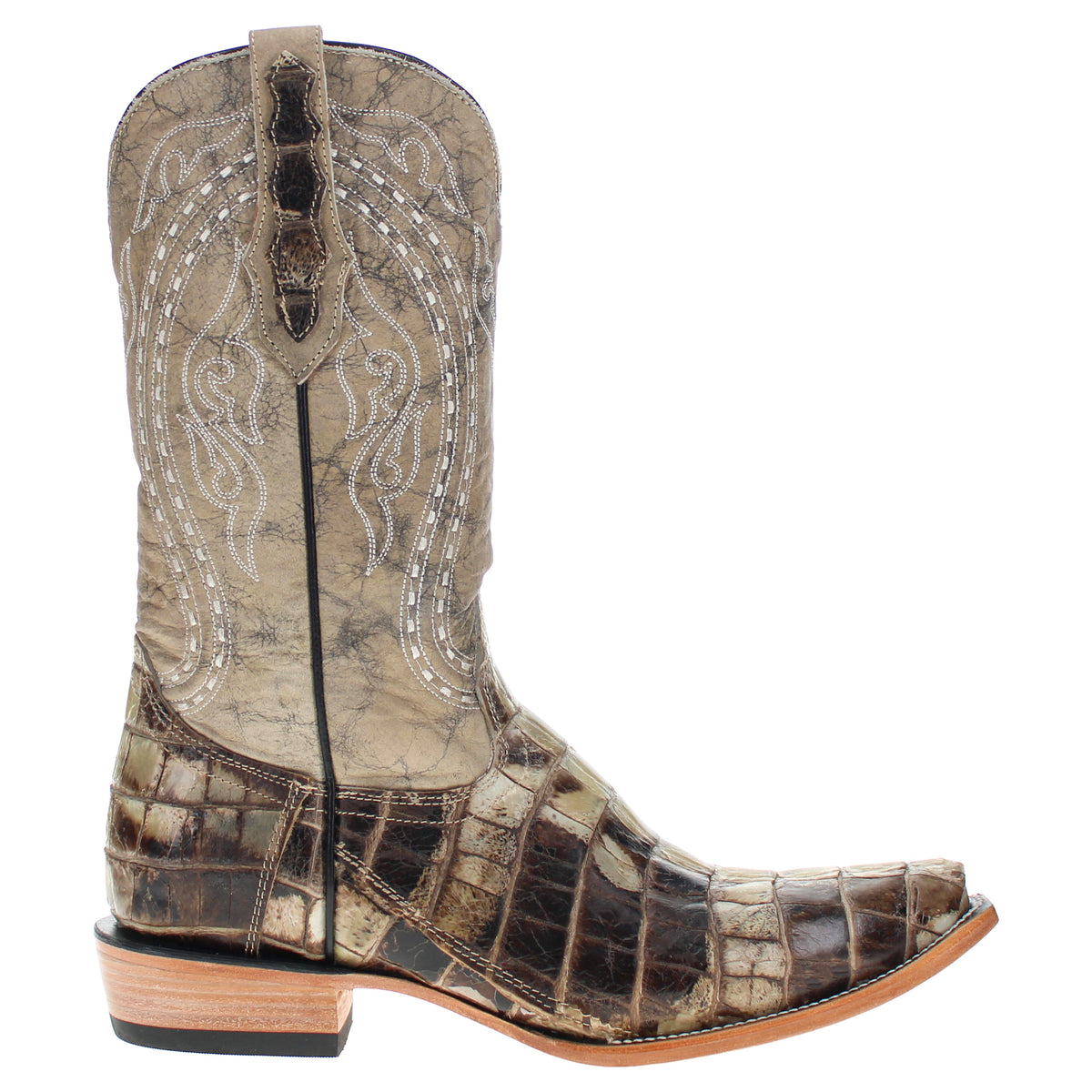 Men's Natural American Alligator Tail Snip Toe Cowboy Boots by Vaccari