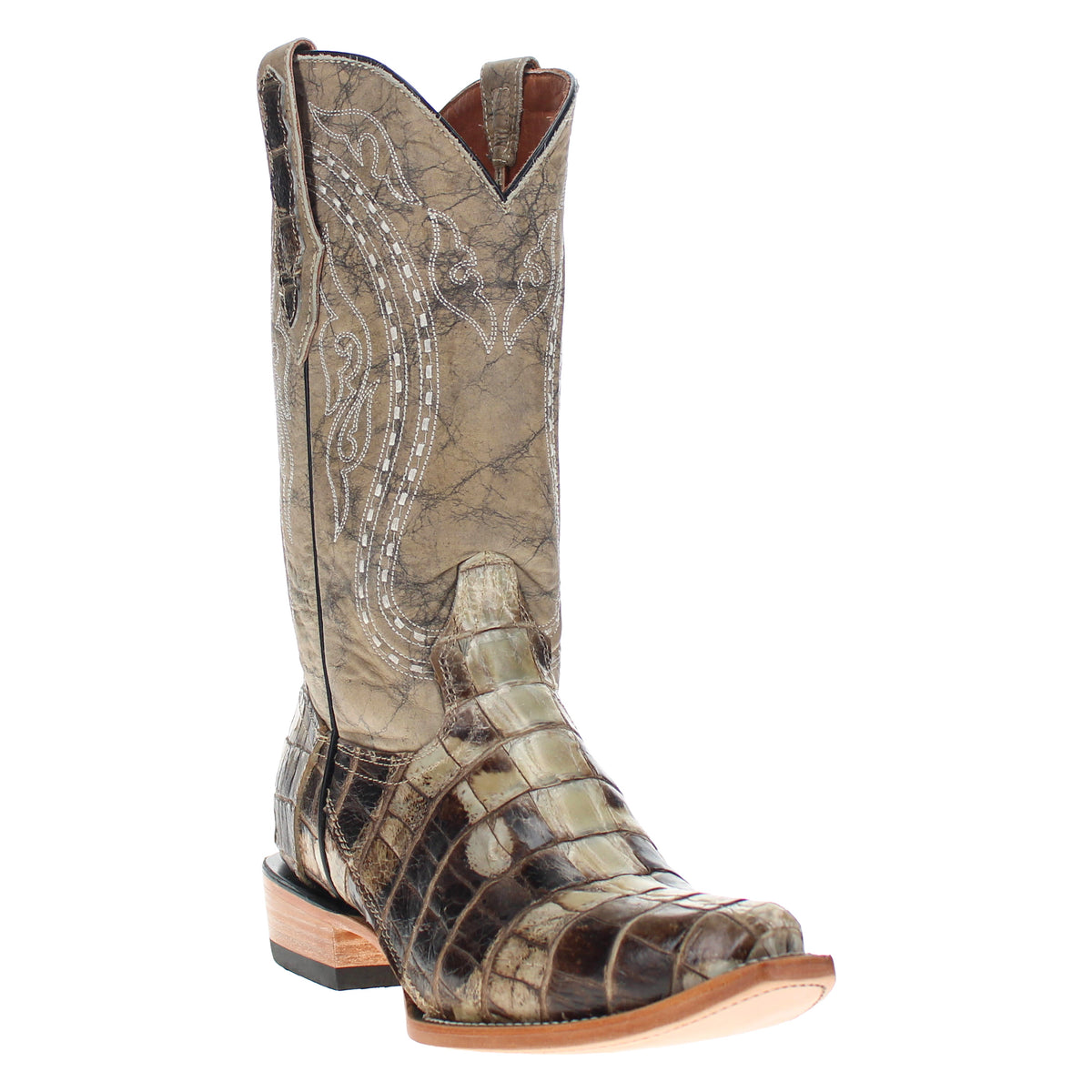 Men's Natural American Alligator Tail Snip Toe Cowboy Boots by Vaccari