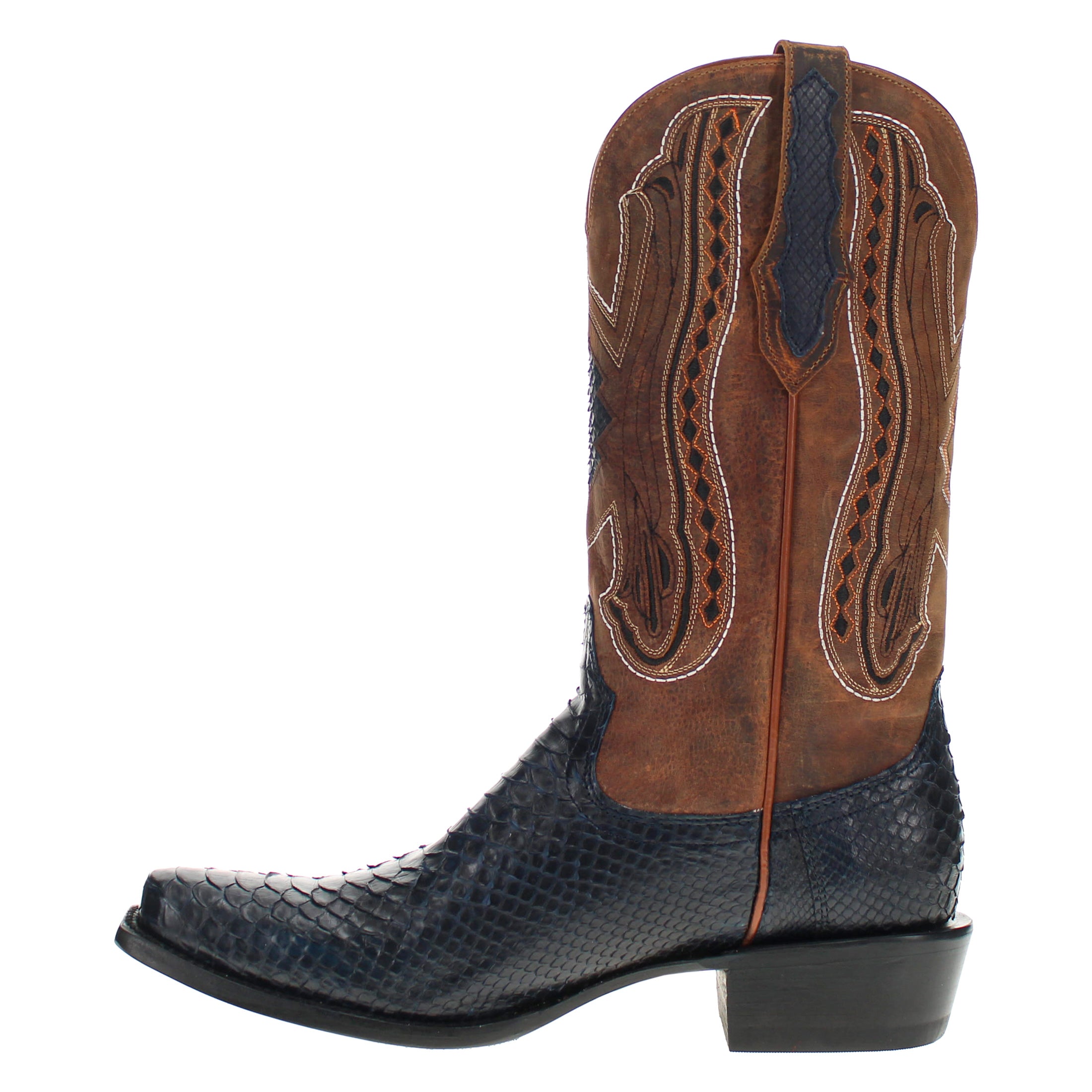 Men's Navy Blue Python JW Toe Cowboy Boots by Vaccari