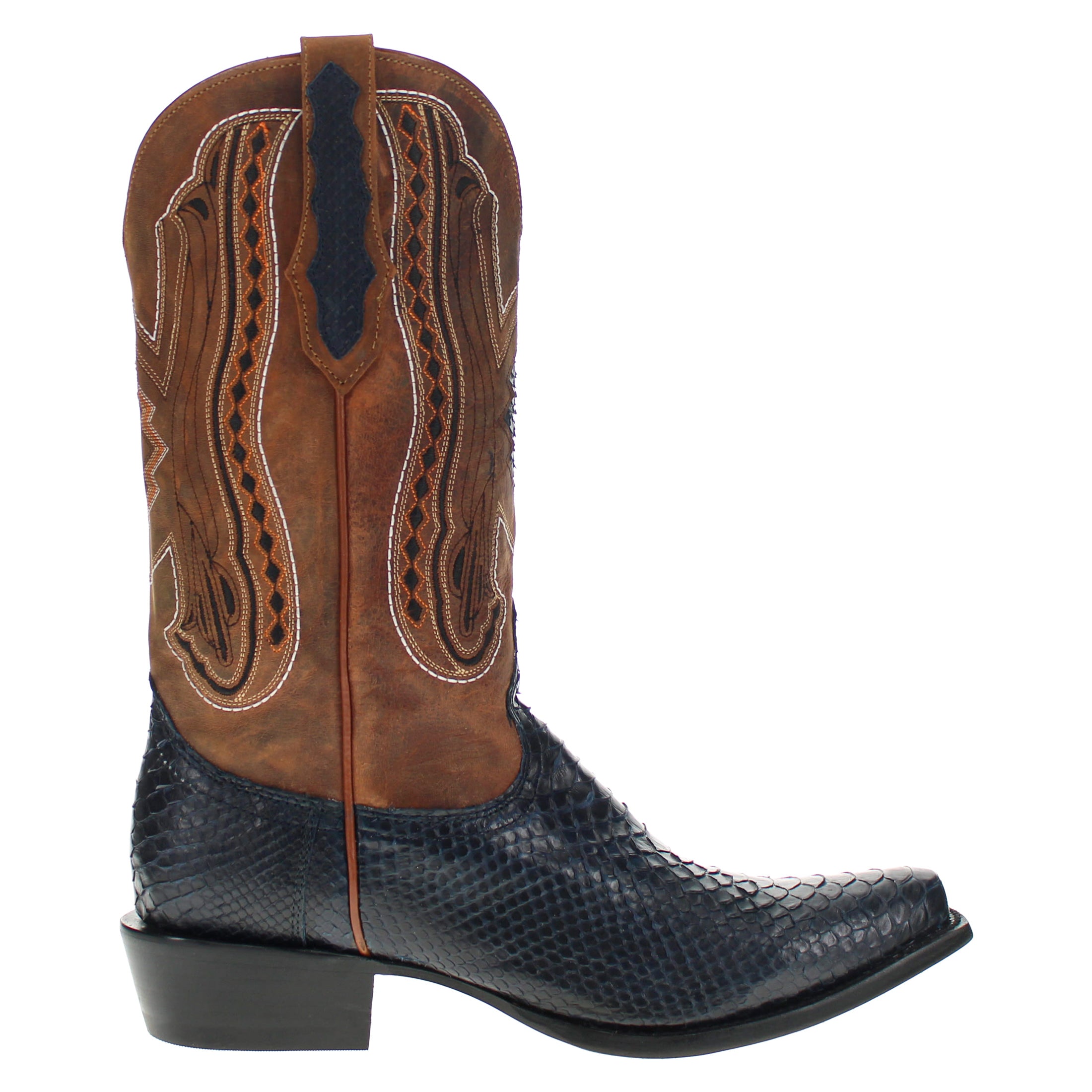 Men's Navy Blue Python JW Toe Cowboy Boots by Vaccari