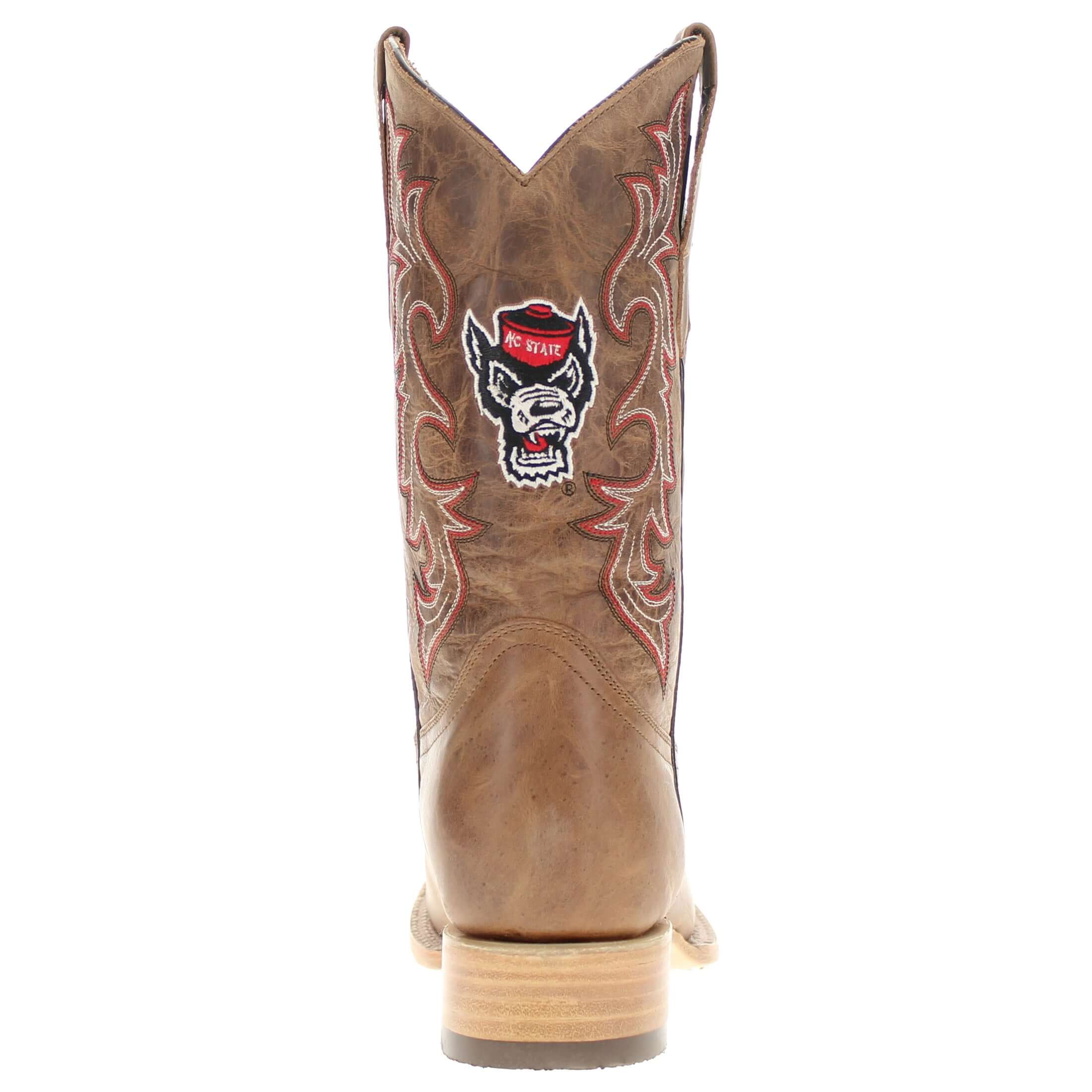 Men's North Carolina State University Tan Sqaure Toe Cowboy Boots by Vaccari