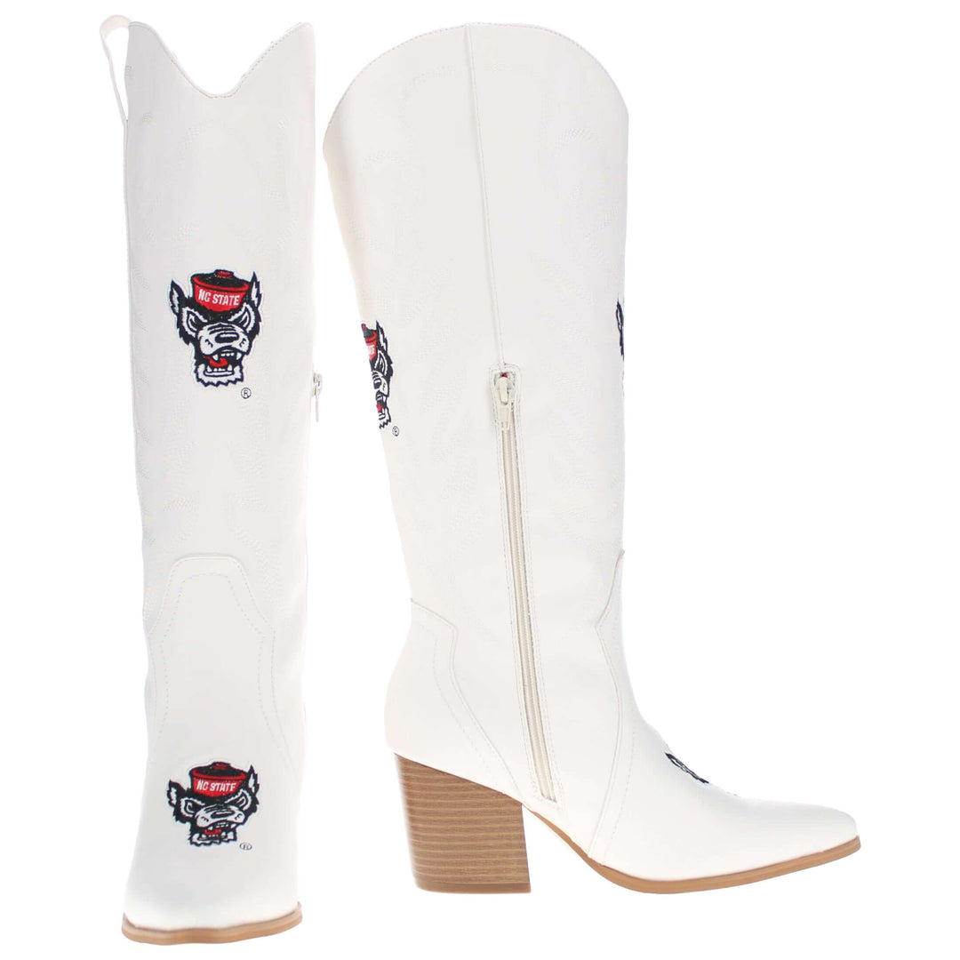 North Carolina State University Blair Tall White Boot By V By Vaccari