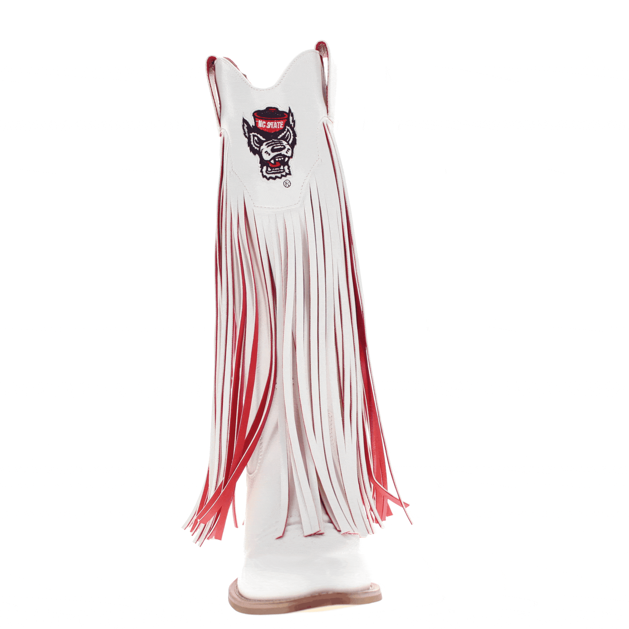 North Carolina State University Kacey White Fringe Boot by V By Vaccari
