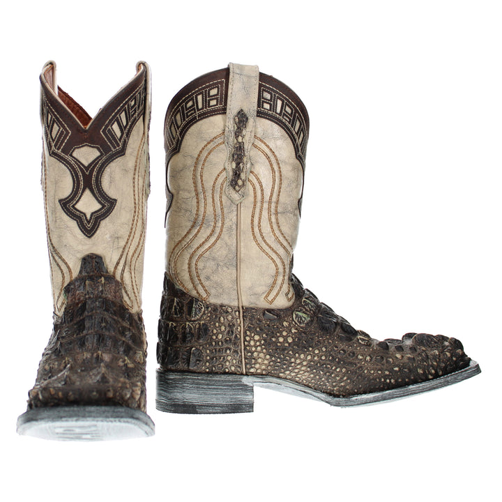 Mens Natural American Alligator Headcut Square Toe Cowboy Boots by Vaccari