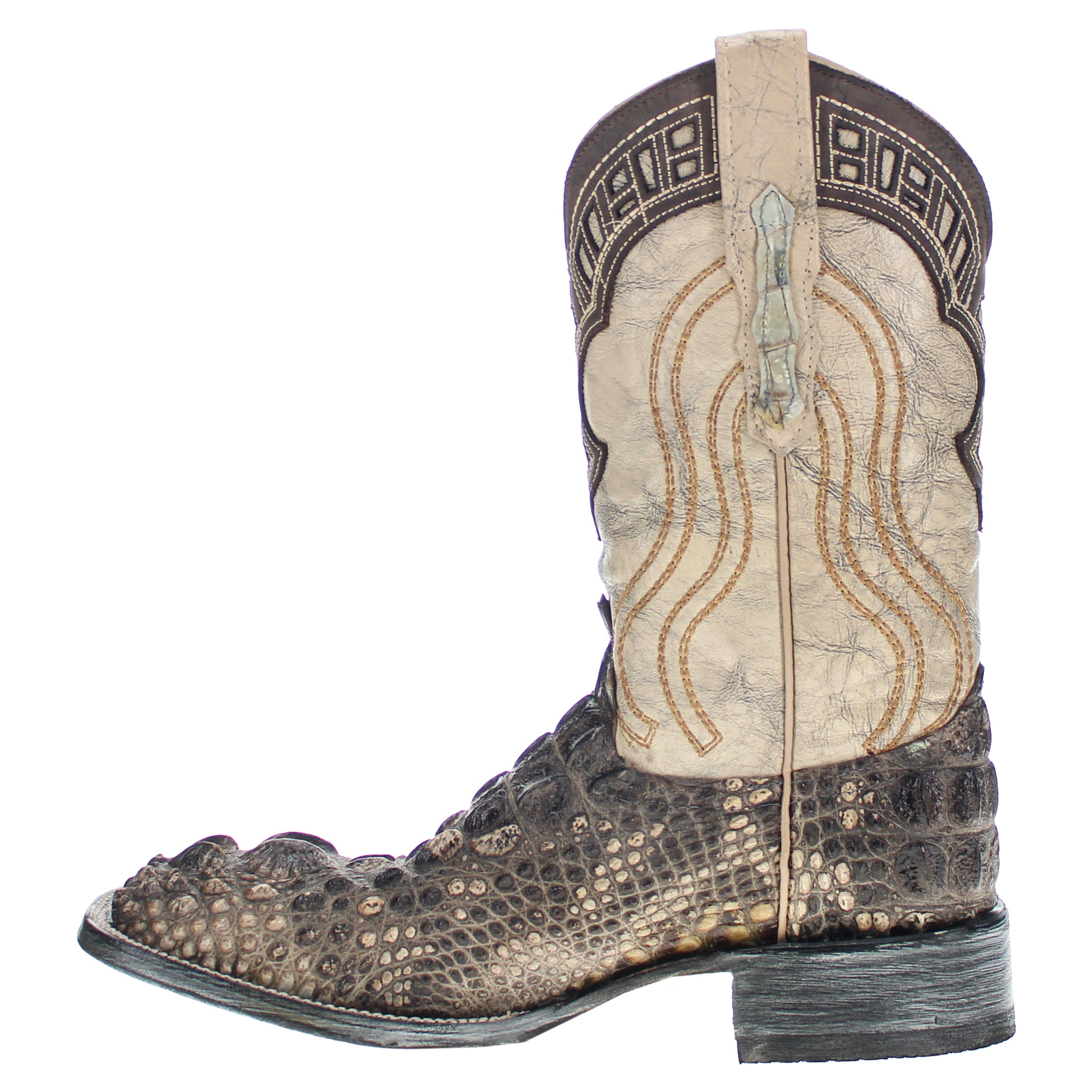 Mens Natural American Alligator Headcut Square Toe Cowboy Boots by Vaccari