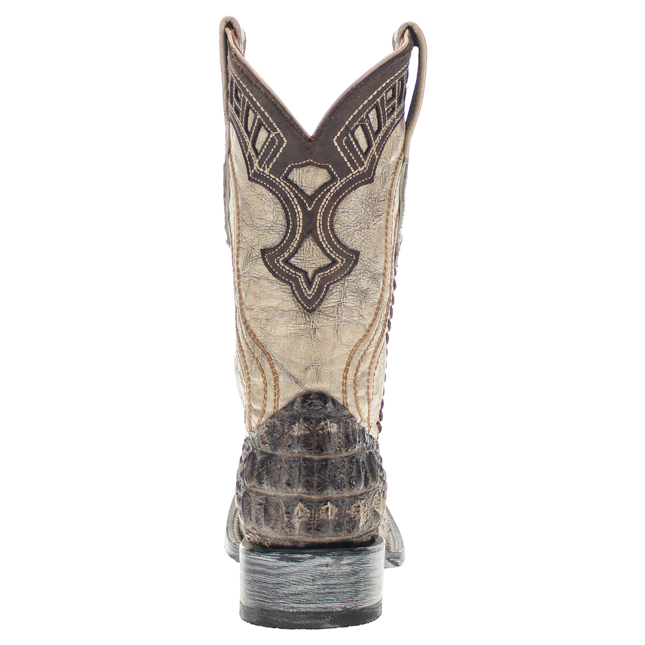 Mens Natural American Alligator Headcut Square Toe Cowboy Boots by Vaccari
