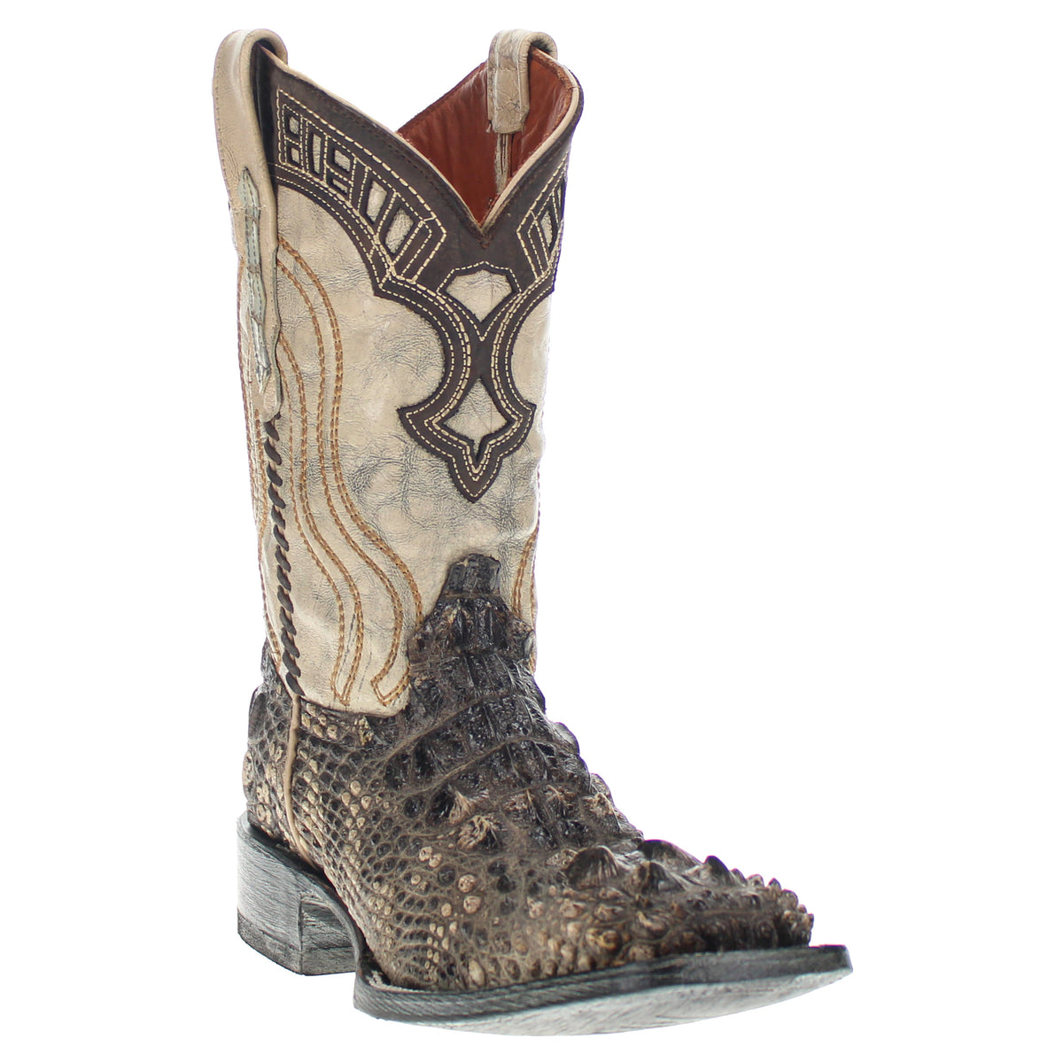 Mens Natural American Alligator Headcut Square Toe Cowboy Boots by Vaccari