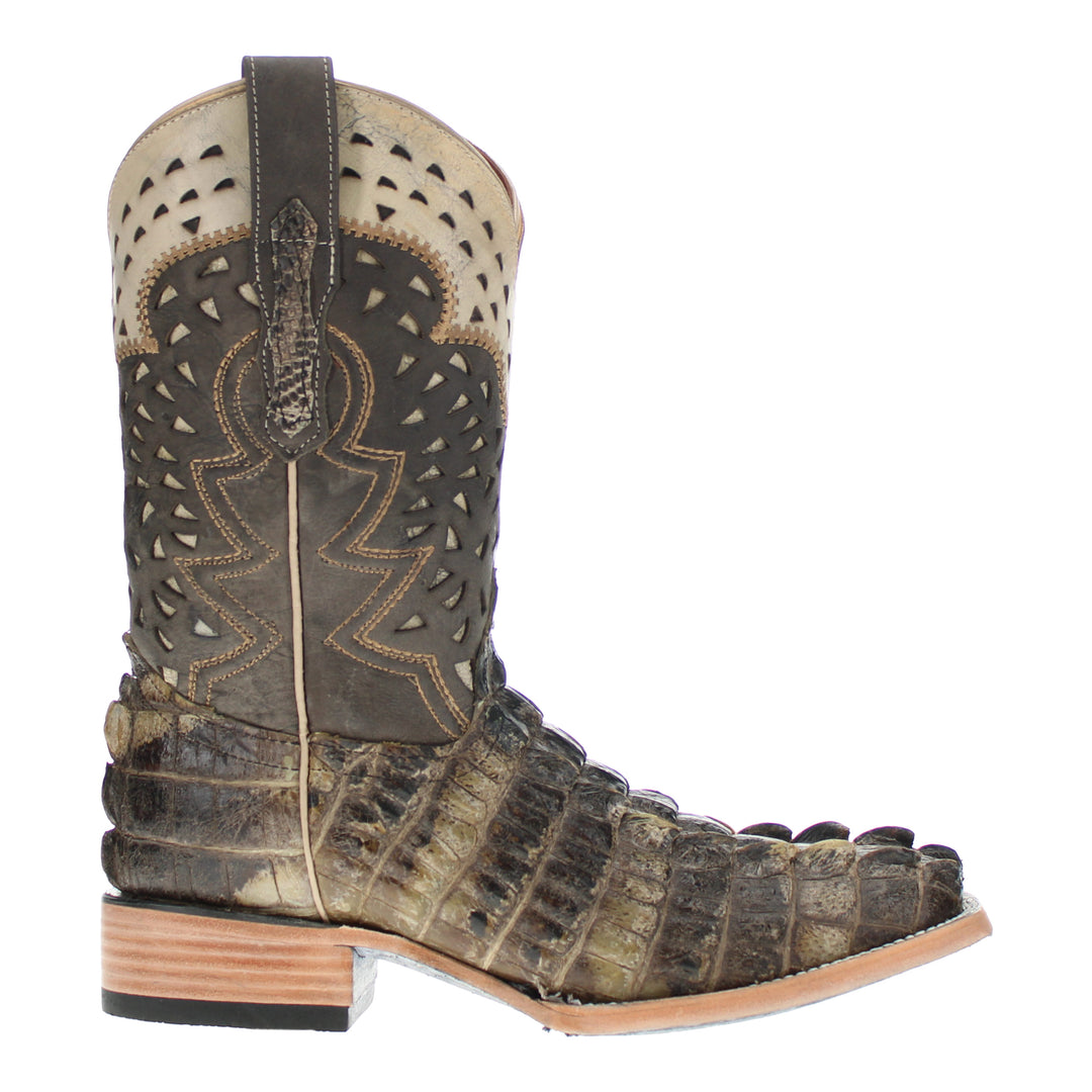 Men's Natural American Alligator Tail Cut Hornback Cowboy Boots Axel by Vaccari