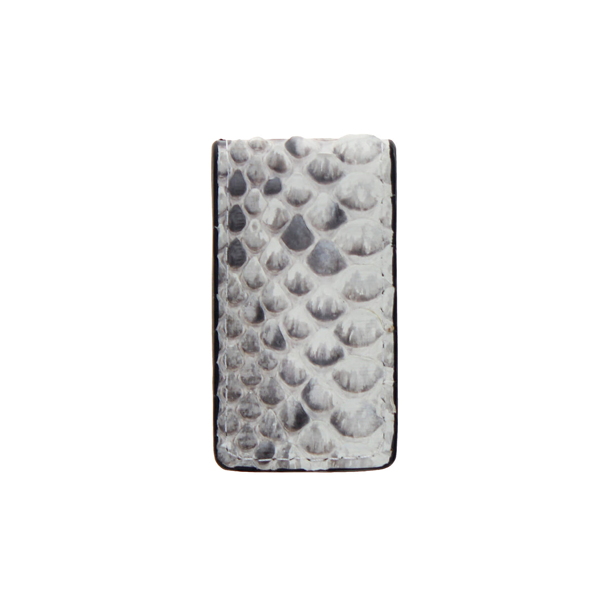 Python-pattern money clip with embossed snake texture, light gray