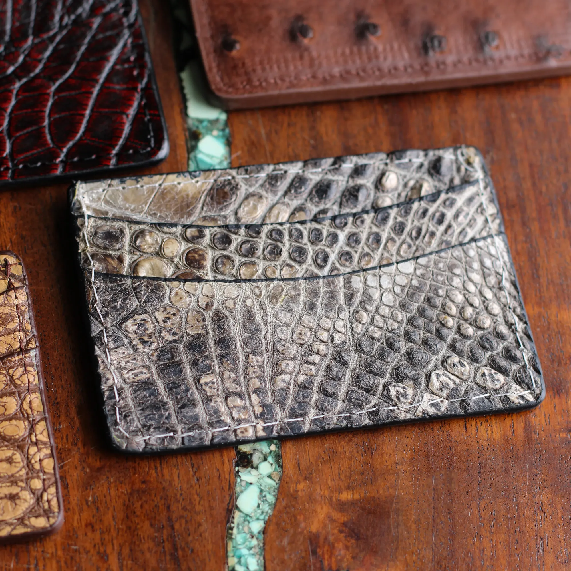 Men's Natural American Alligator Card Holder