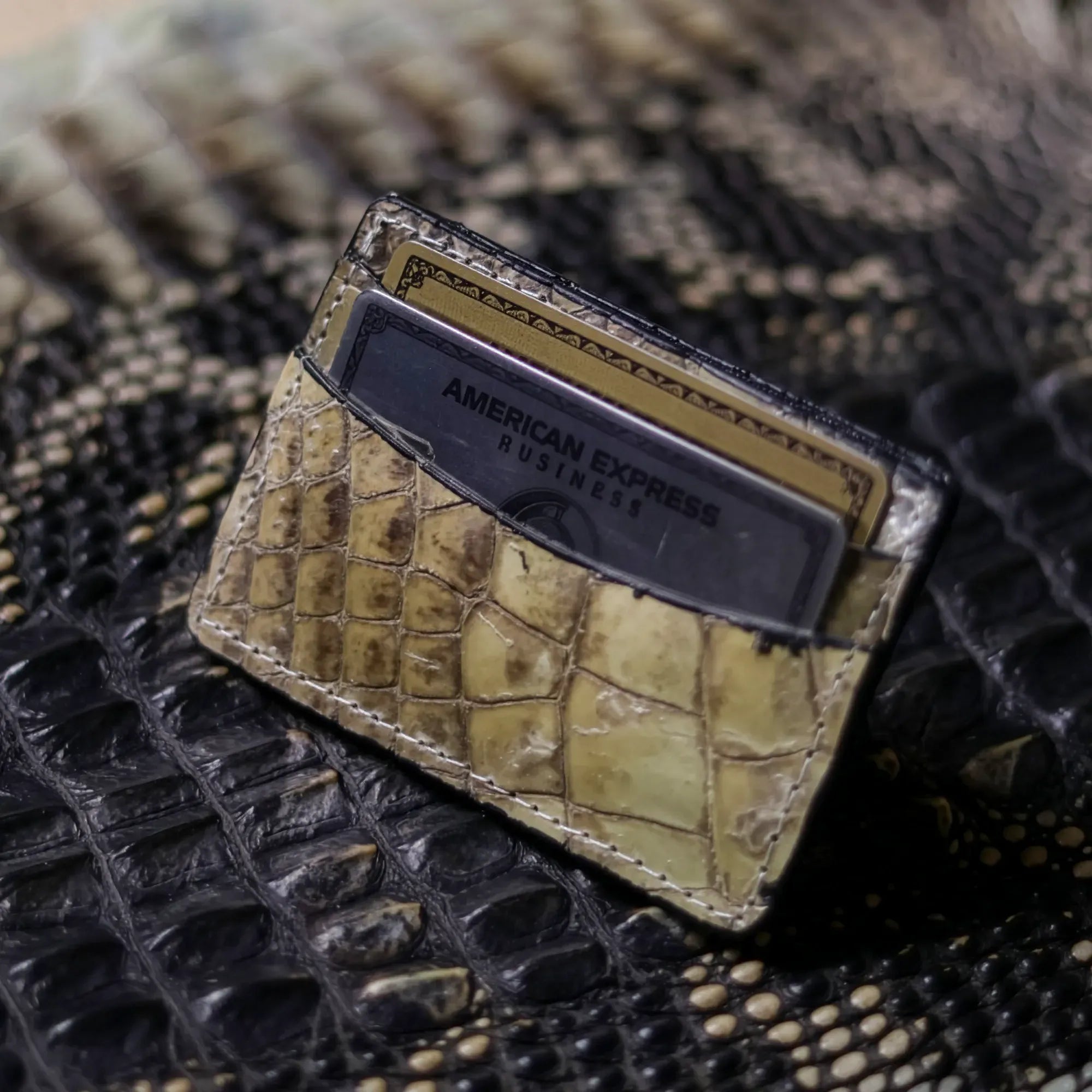 Men's Natural American Alligator Card Holder