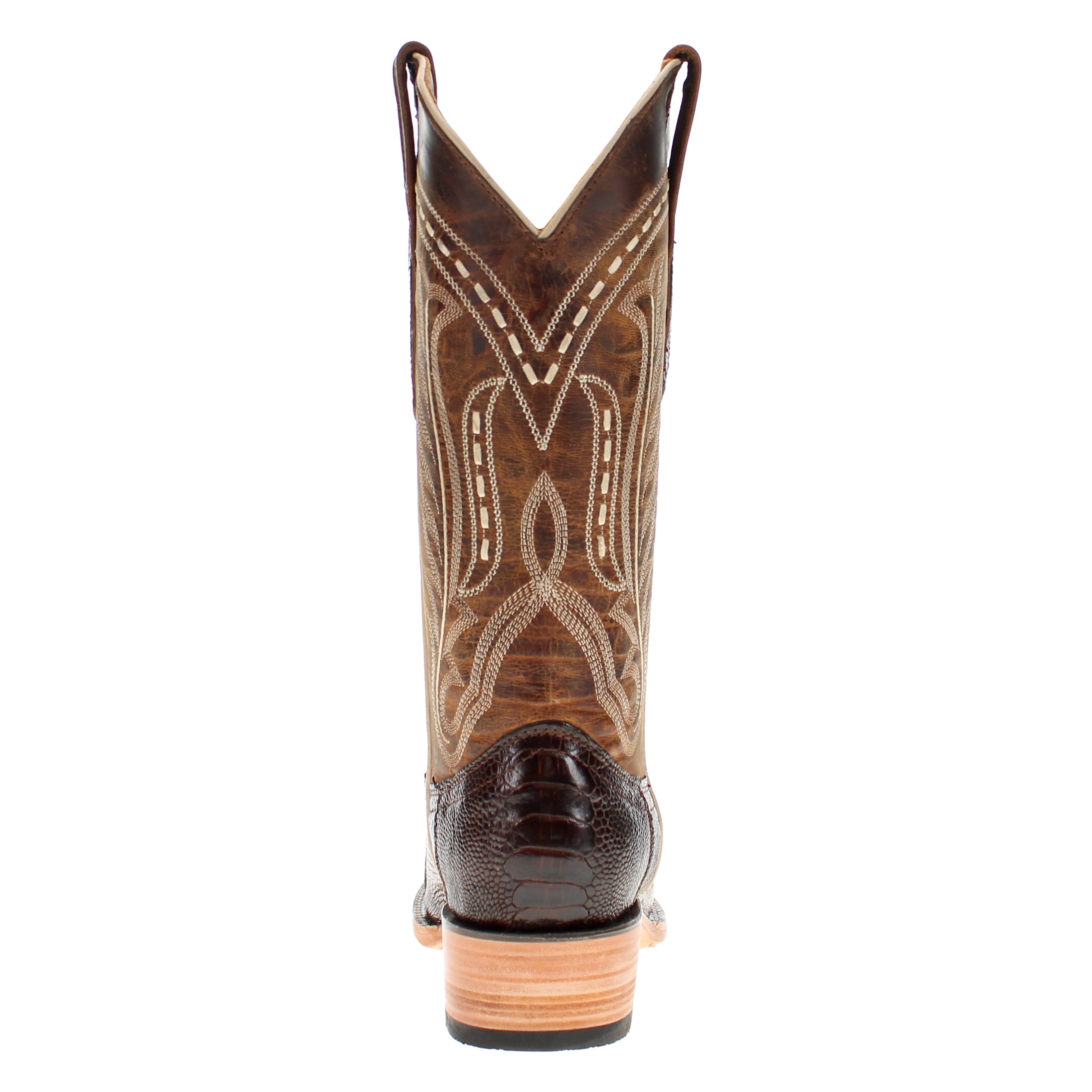 Men's Mocha Ostrich Leg Retro Toe Cowboy Boots by Vaccari