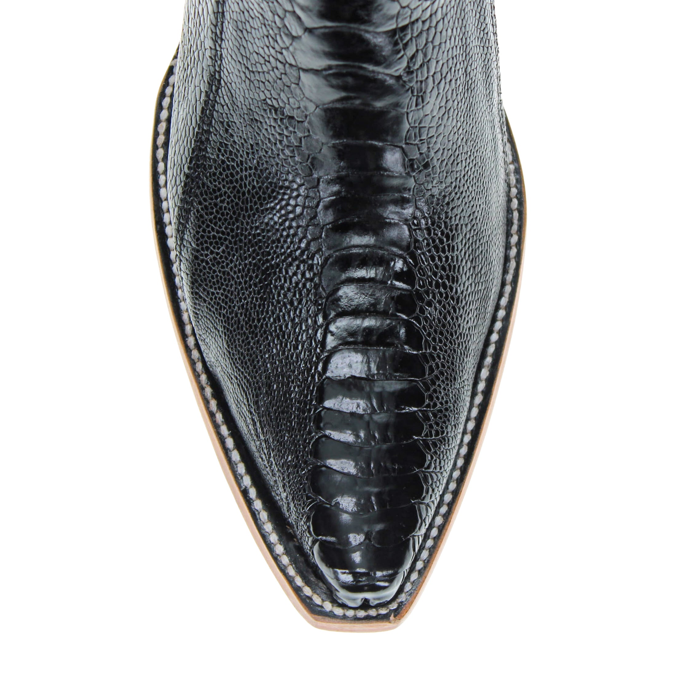 Men's Black Ostrich Leg Retro Toe Cowboy Boots by Vaccari