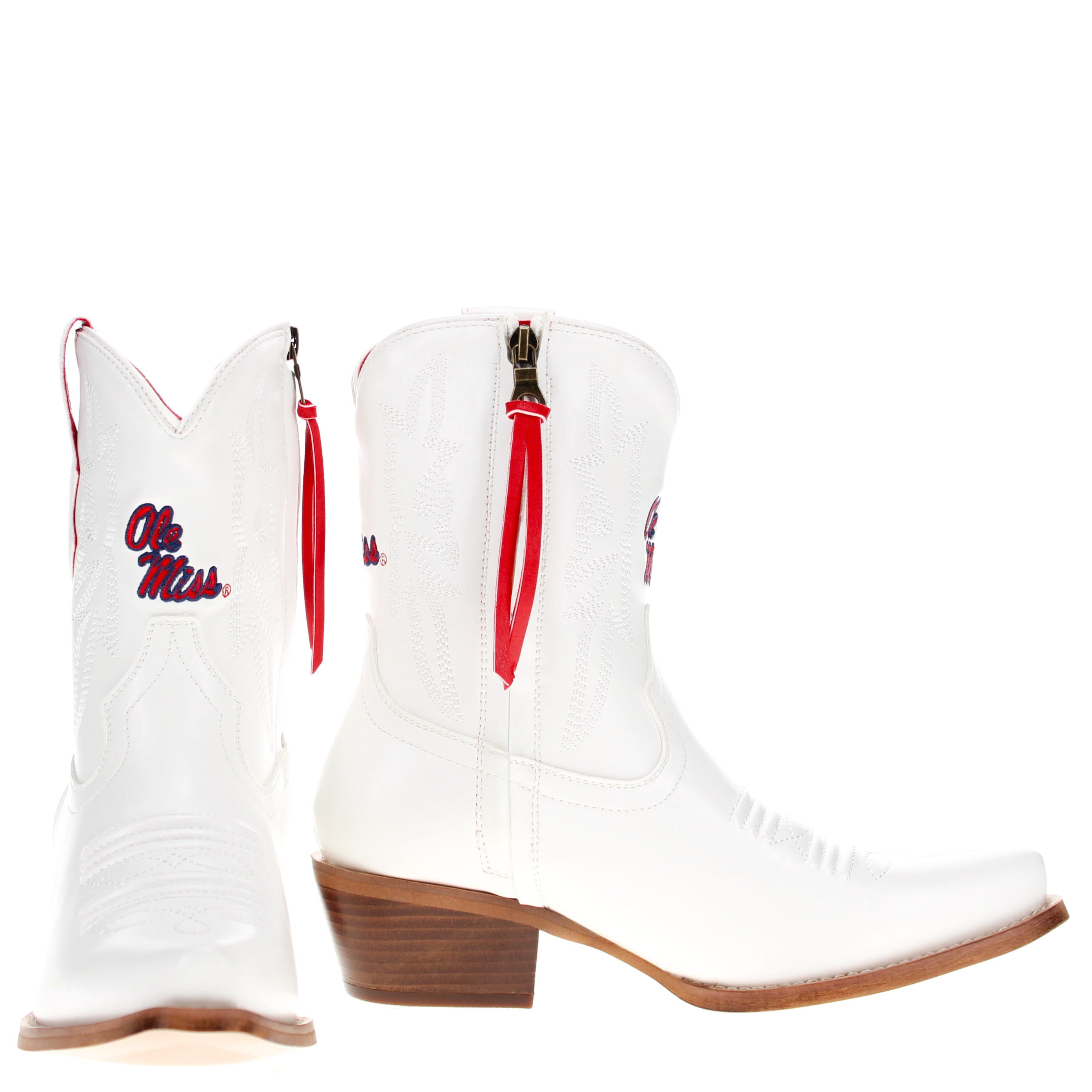 Women's University of Mississippi White Cowgirl Boots with Color Tassel Lynn by V by Vaccari