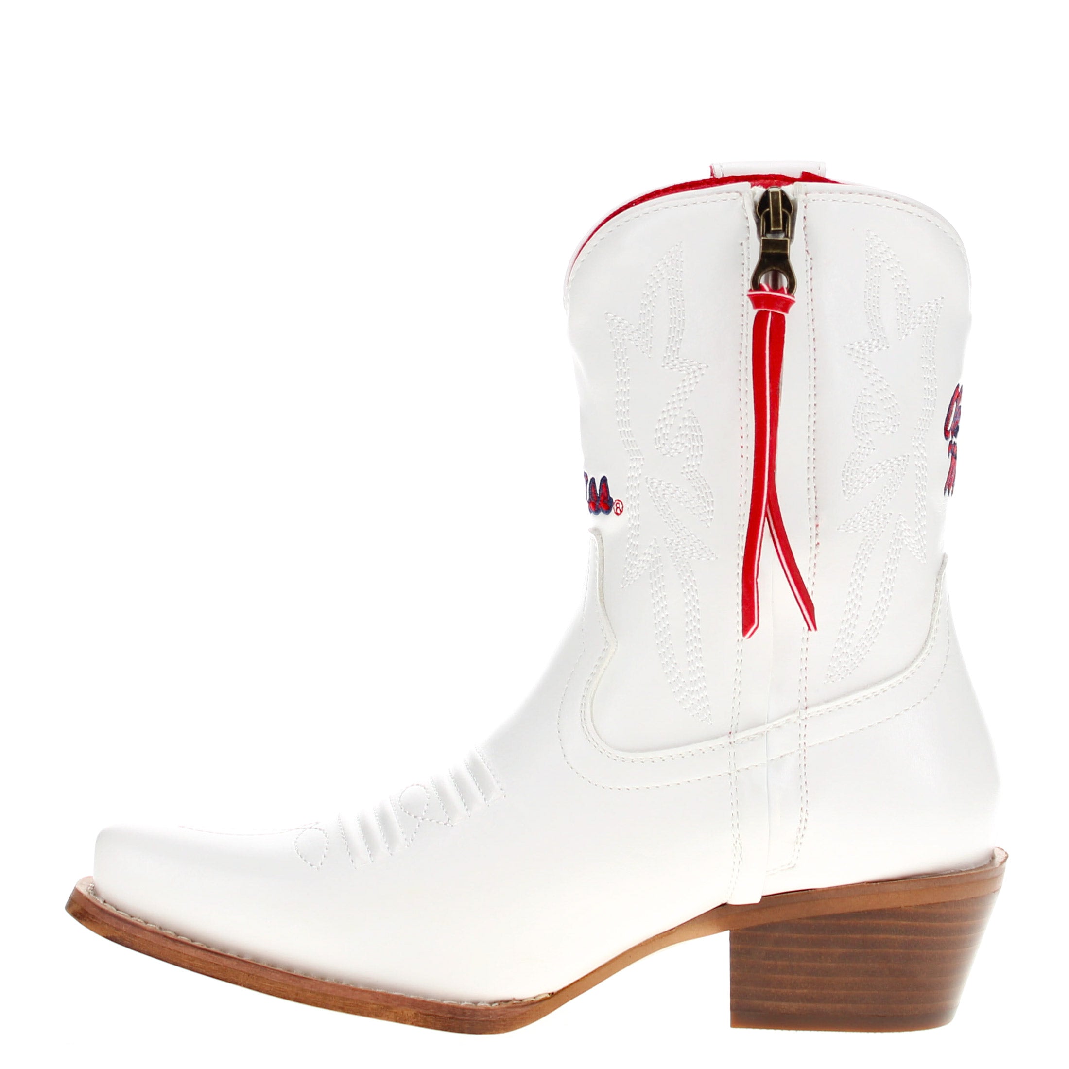 Women's University of Mississippi White Cowgirl Boots with Color Tassel Lynn by V by Vaccari