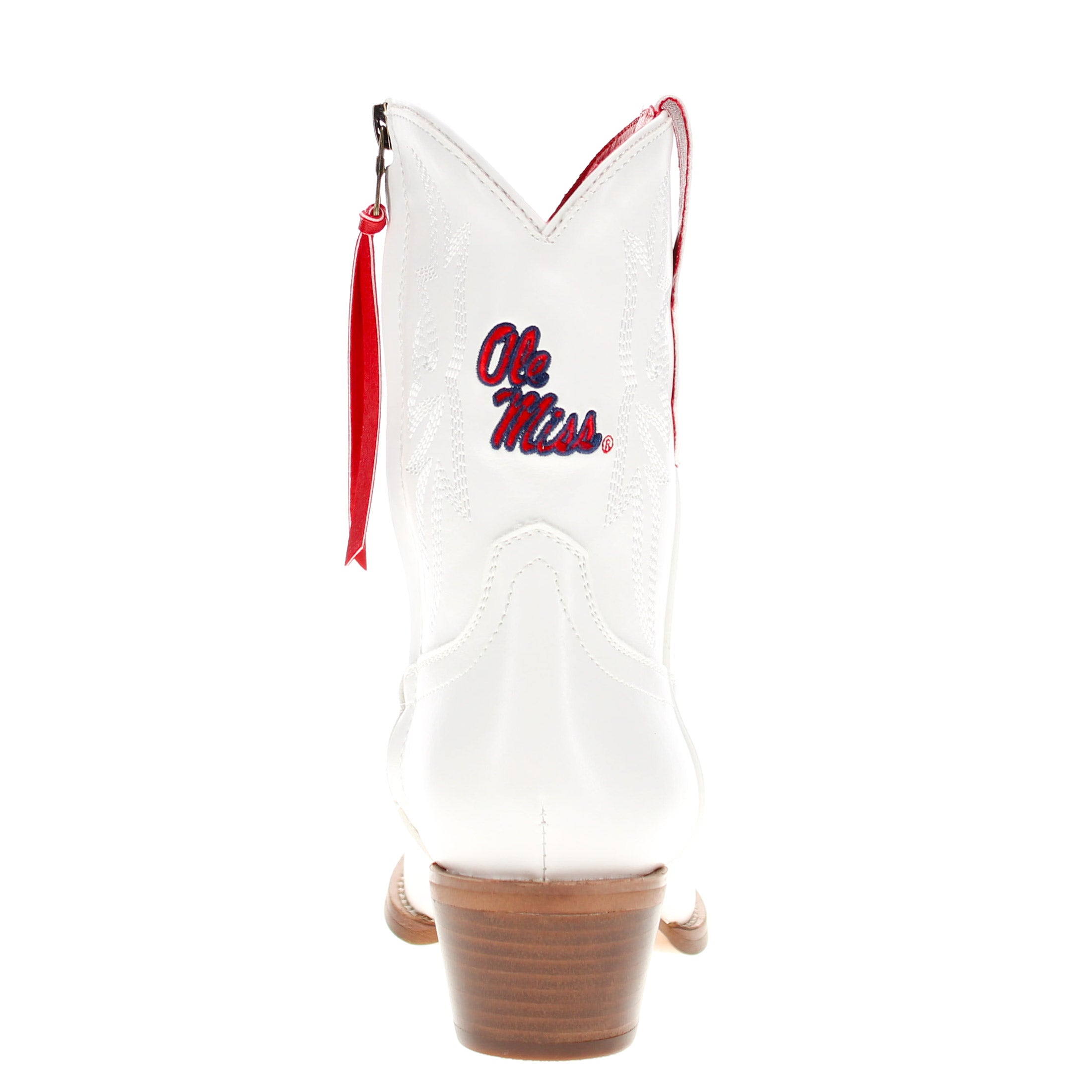 Women's University of Mississippi White Cowgirl Boots with Color Tassel Lynn by V by Vaccari