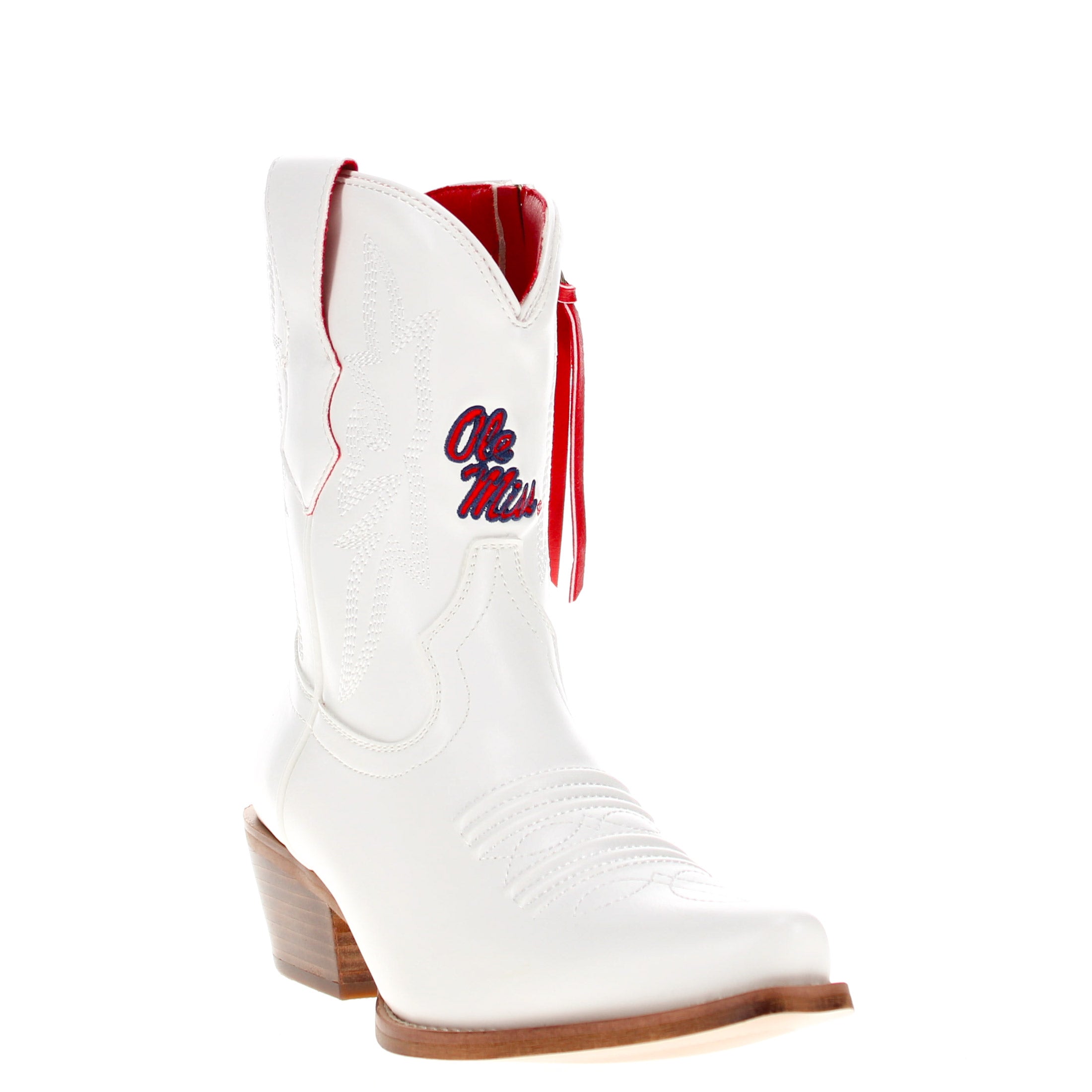 Women's University of Mississippi White Cowgirl Boots with Color Tassel Lynn by V by Vaccari