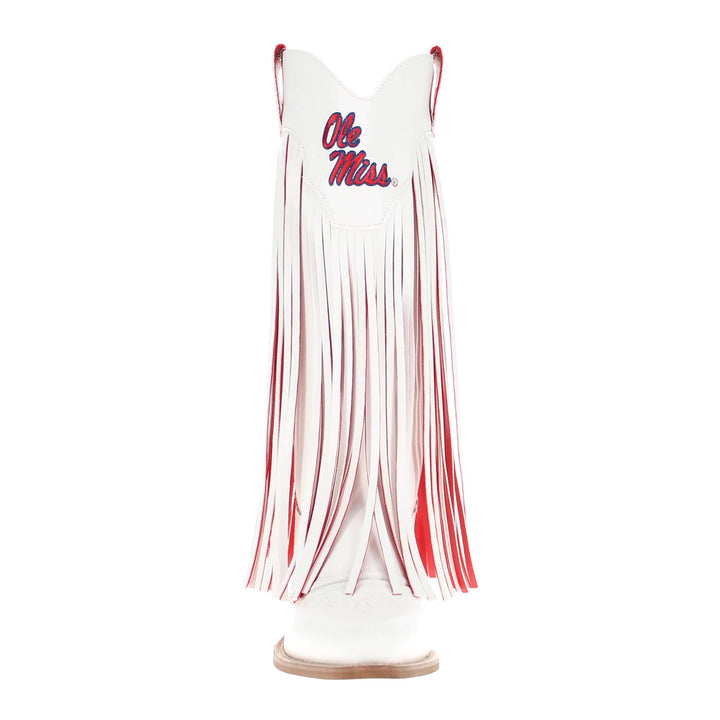 University of Mississippi Kacey White Fringe Boot By V By Vaccari