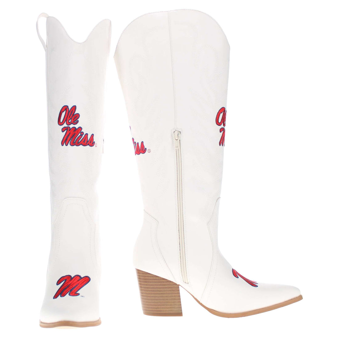 University of Mississippi Blair Tall White Boot By V By Vaccari