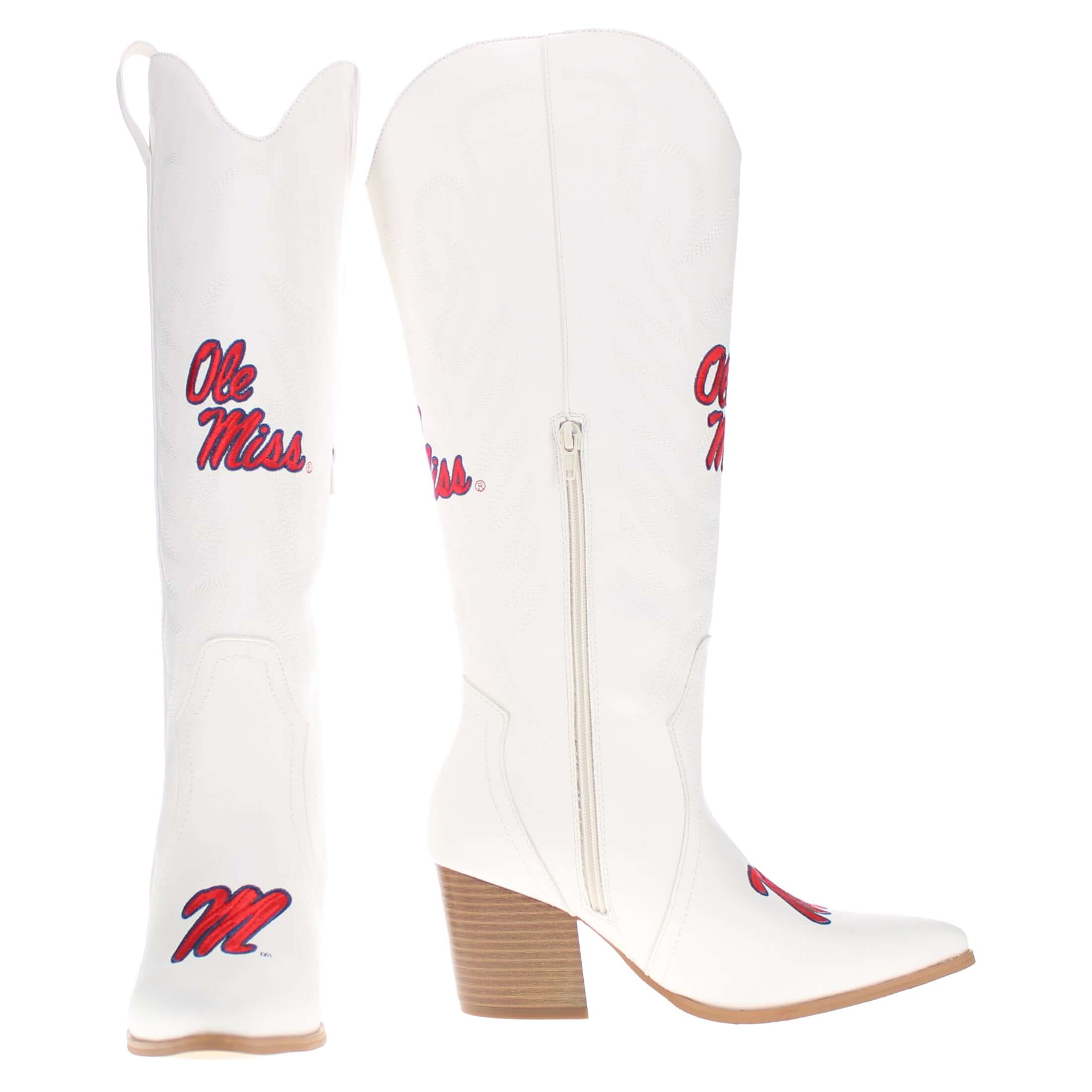 University of Mississippi Blair Tall White Boot By V By Vaccari