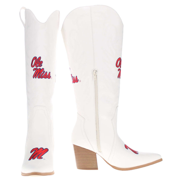 University of Mississippi Blair Tall White Boot By V By Vaccari