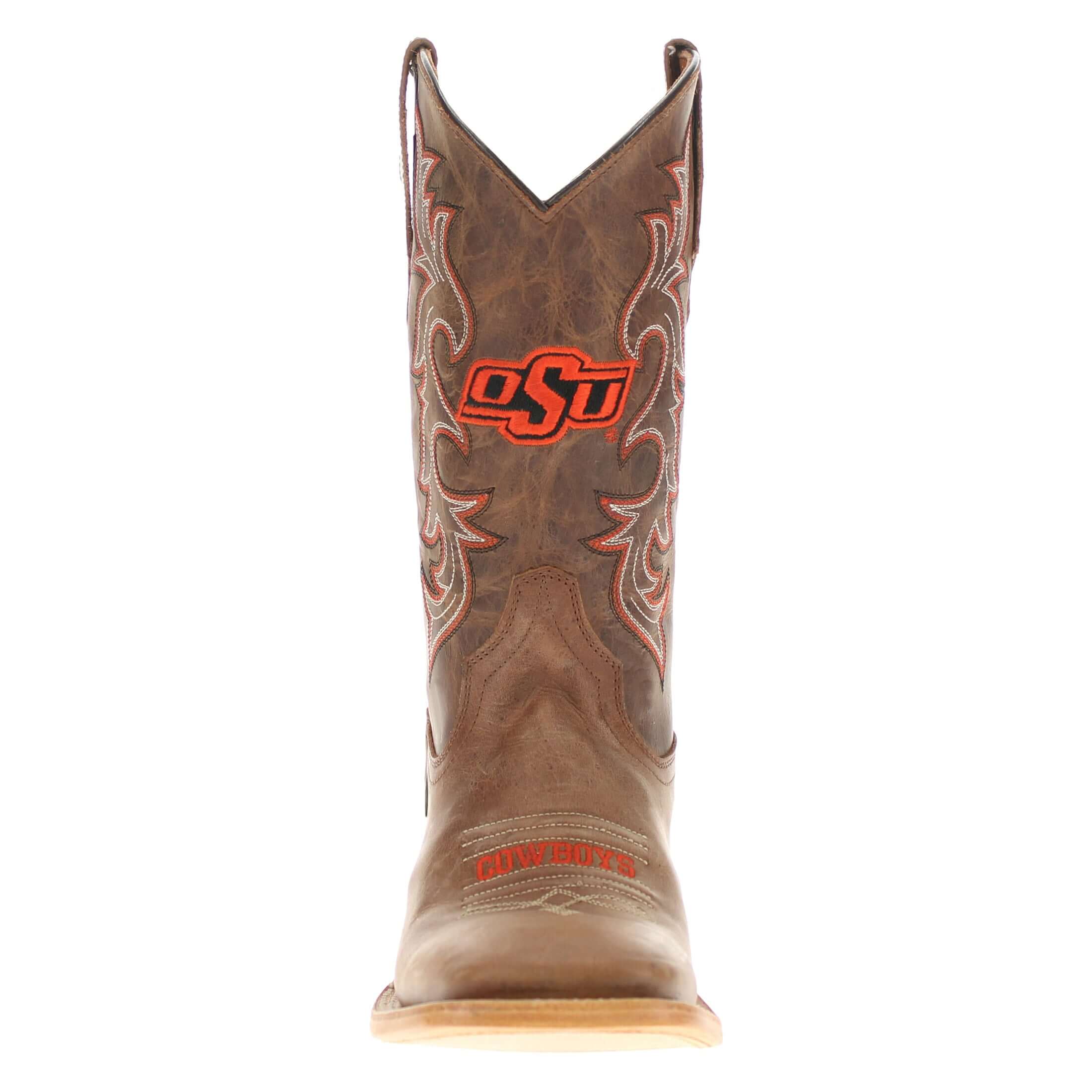 Men's Oklahoma State University Tan Sqaure Toe Cowboy Boots by Vaccari