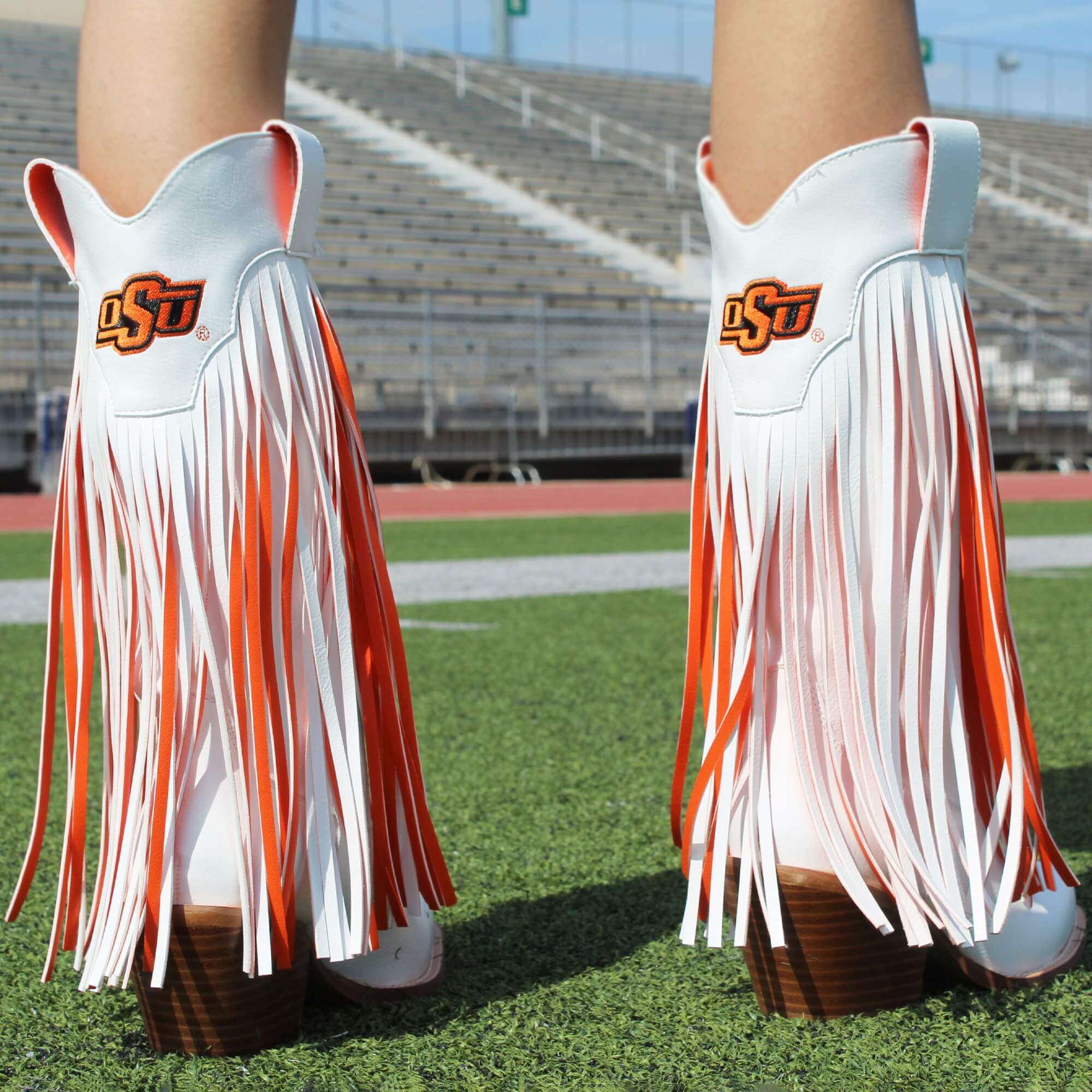 Oklahoma State University Kacey White Fringe Boot By V By Vaccari