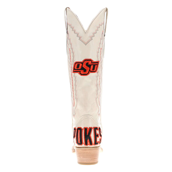 Women's Oklahoma State University Bone Snip Toe Cowgirl Boots Naomi by Vaccari