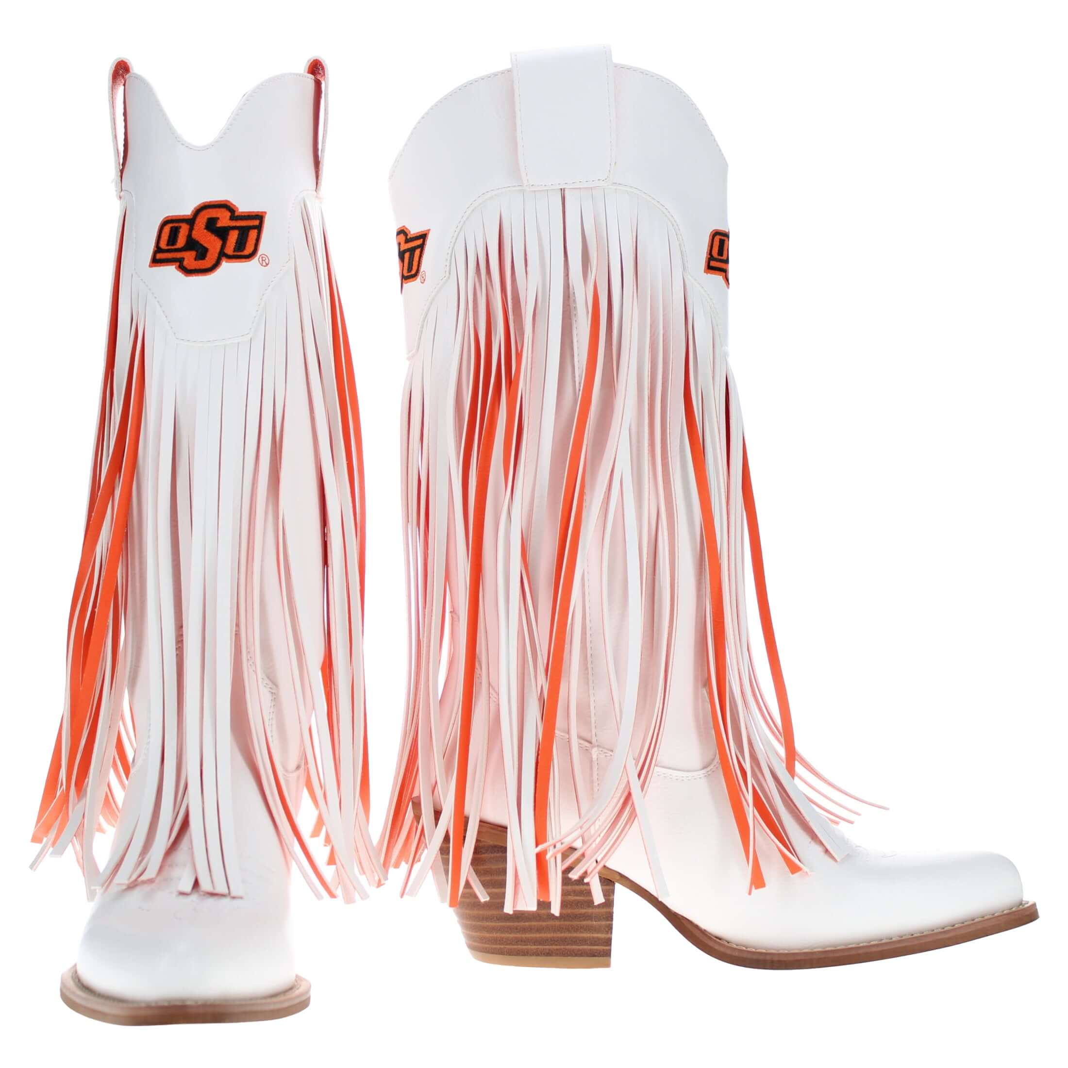 Oklahoma State University Kacey White Fringe Boot By V By Vaccari