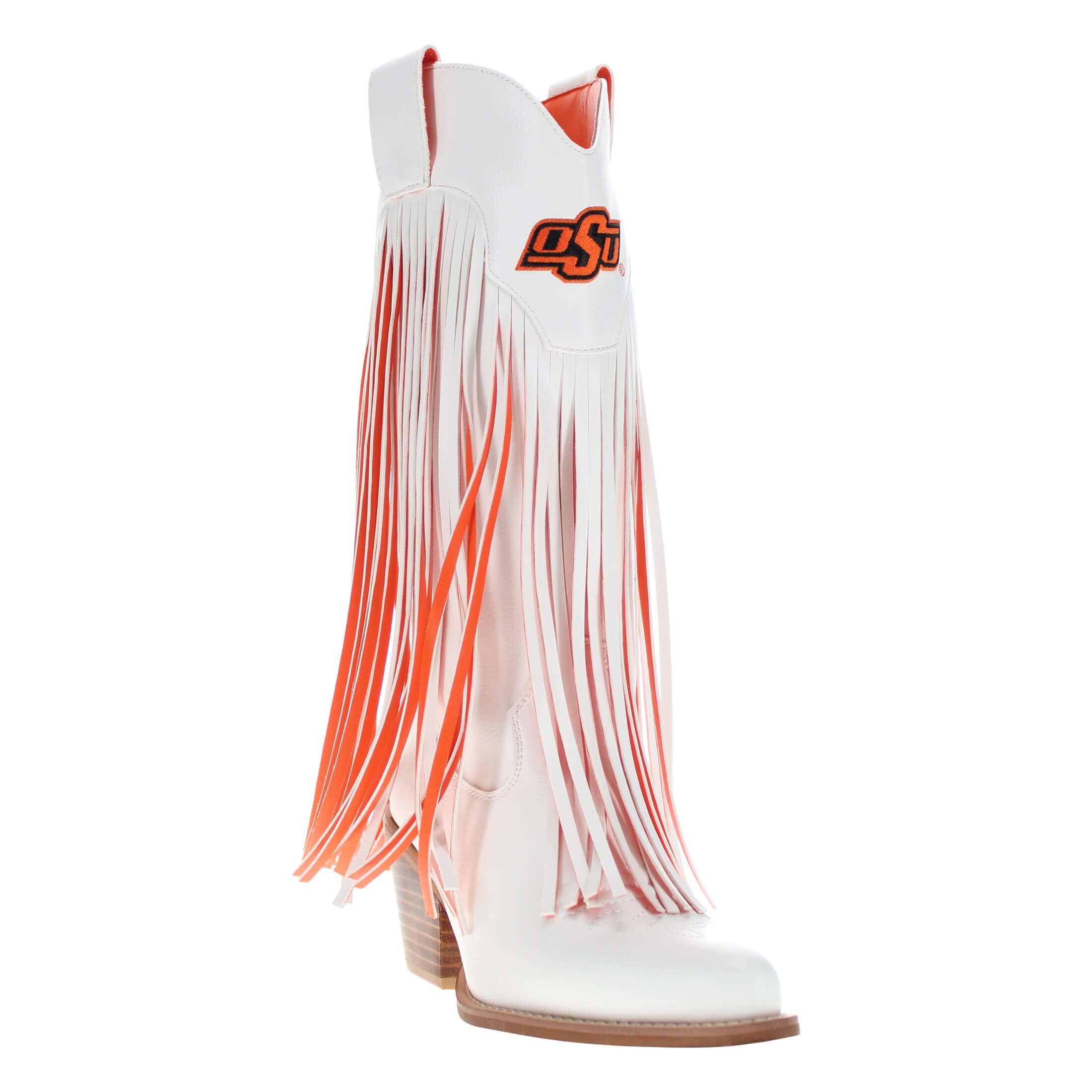 Oklahoma State University Kacey White Fringe Boot By V By Vaccari