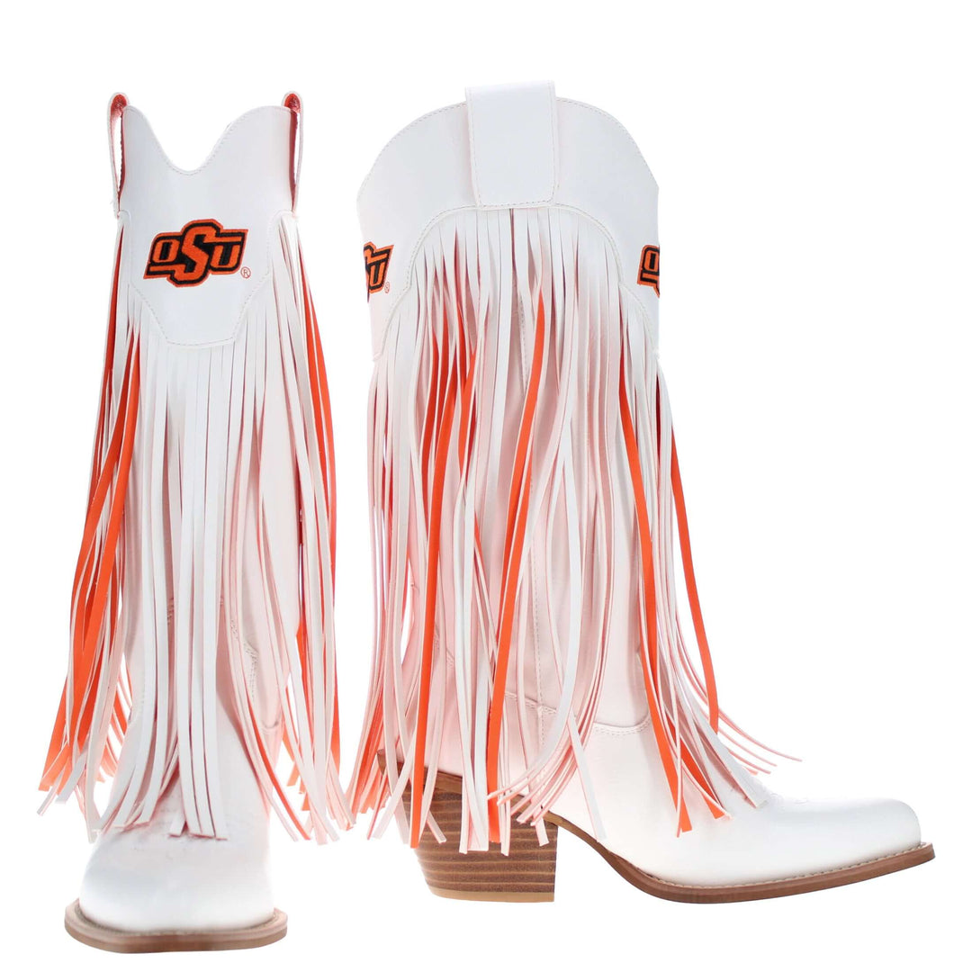 Oklahoma State University Kacey White Fringe Boot By V By Vaccari