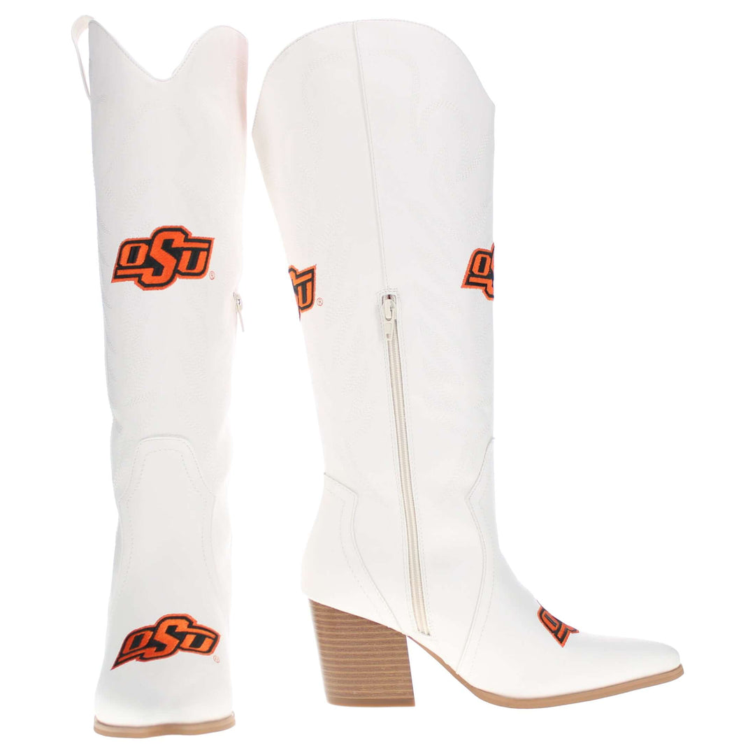 Oklahoma State University Blair Tall White Boot By V By Vaccari