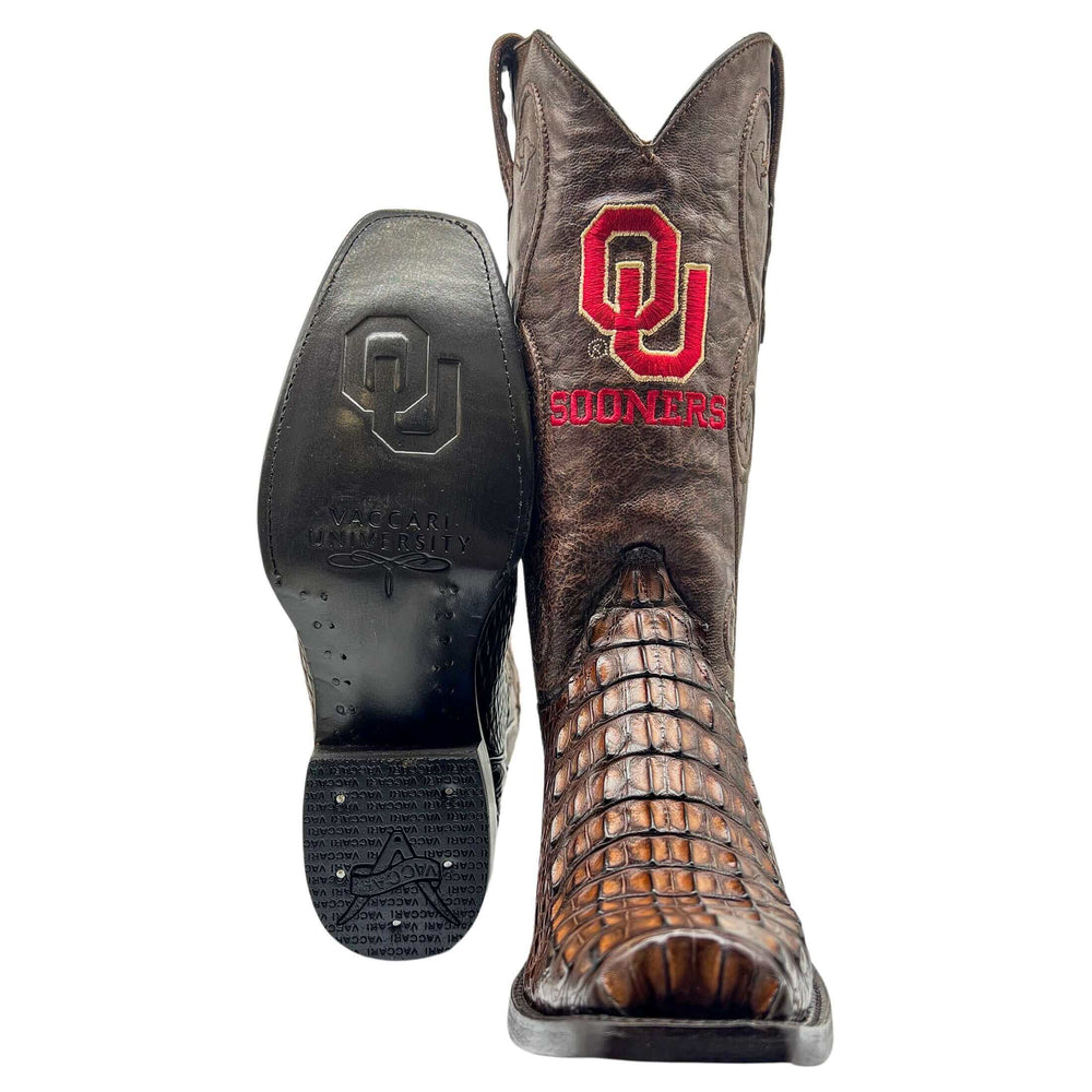 Men's University of Oklahoma Sooners Brown Hornback American Alligator Cowboy Boots David by Vaccari #select-a-toe_jw