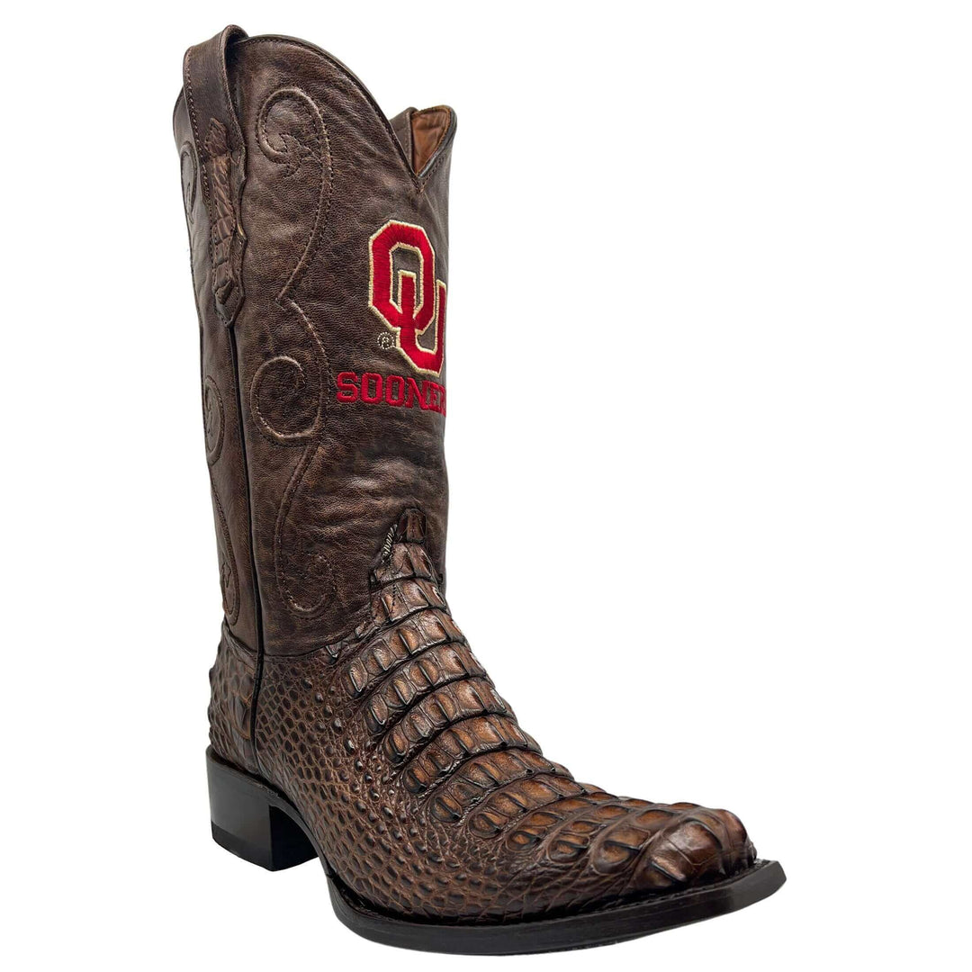 Men's University of Oklahoma Sooners Brown Hornback American Alligator Cowboy Boots David by Vaccari #select-a-toe_jw