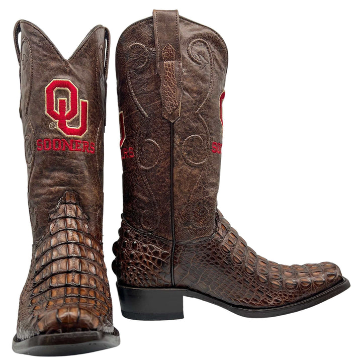 Men's University of Oklahoma Sooners Brown Hornback American Alligator Cowboy Boots David by Vaccari #select-a-toe_jw