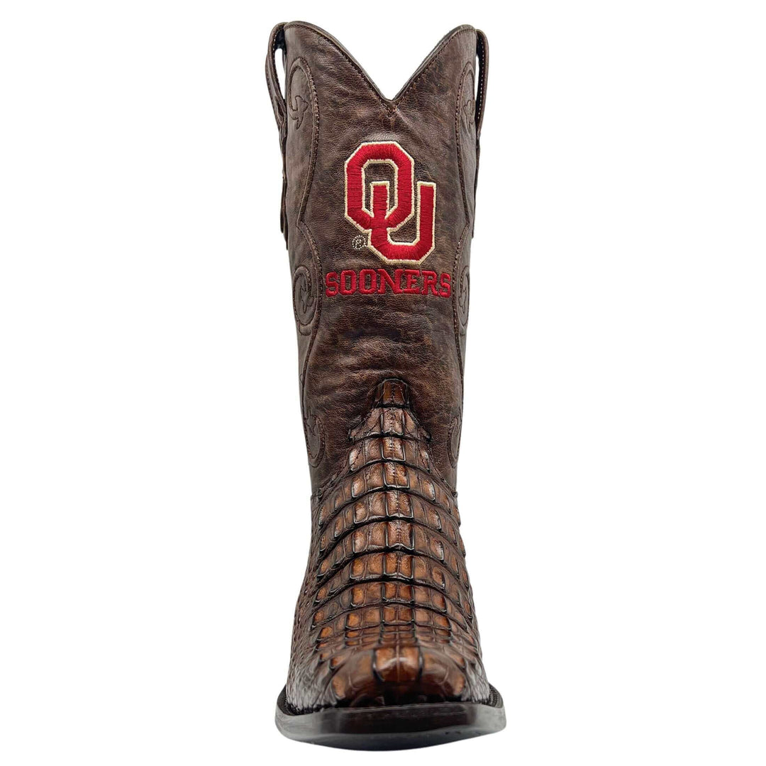 Men's University of Oklahoma Sooners Brown Hornback American Alligator Cowboy Boots David by Vaccari #select-a-toe_jw